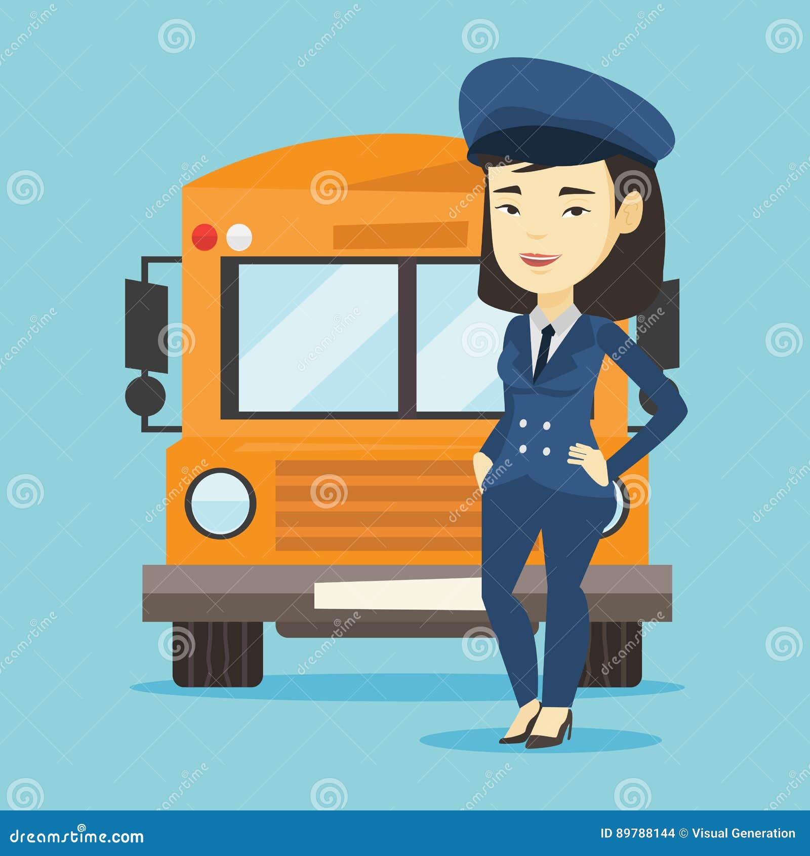 School Bus Driver Vector Illustration. Stock Vector - Illustration of