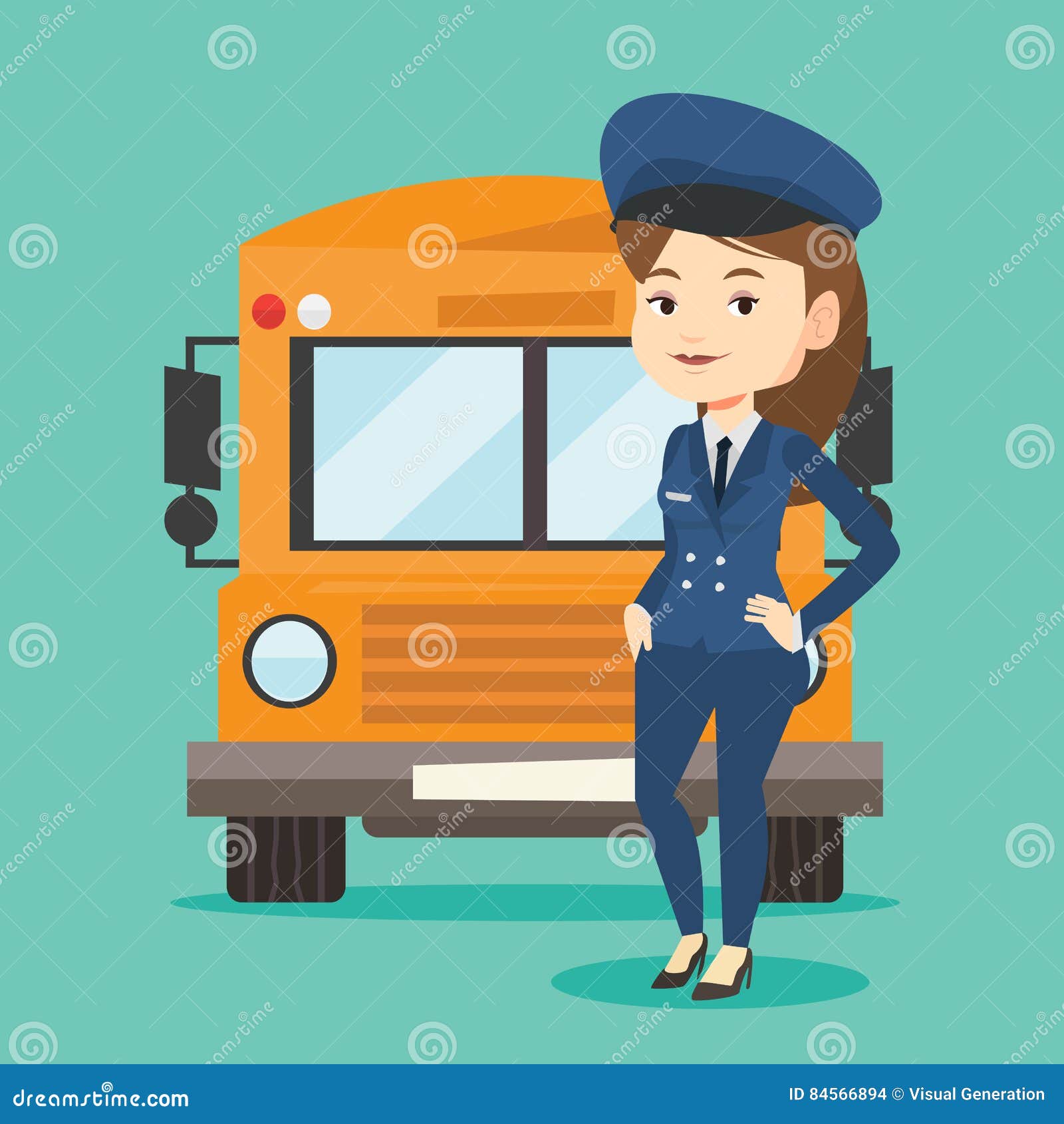 School Bus Driver Vector Illustration. Stock Vector - Illustration of