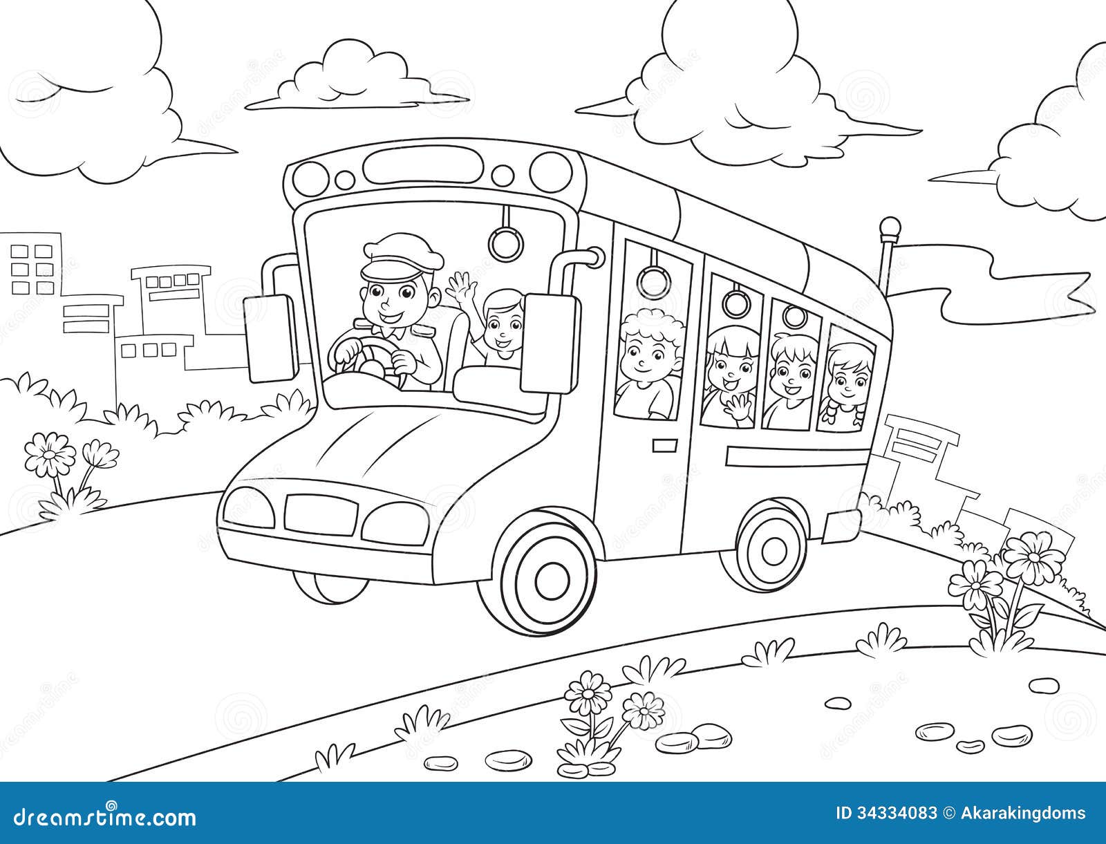 lady bus driver thank you printable coloring page