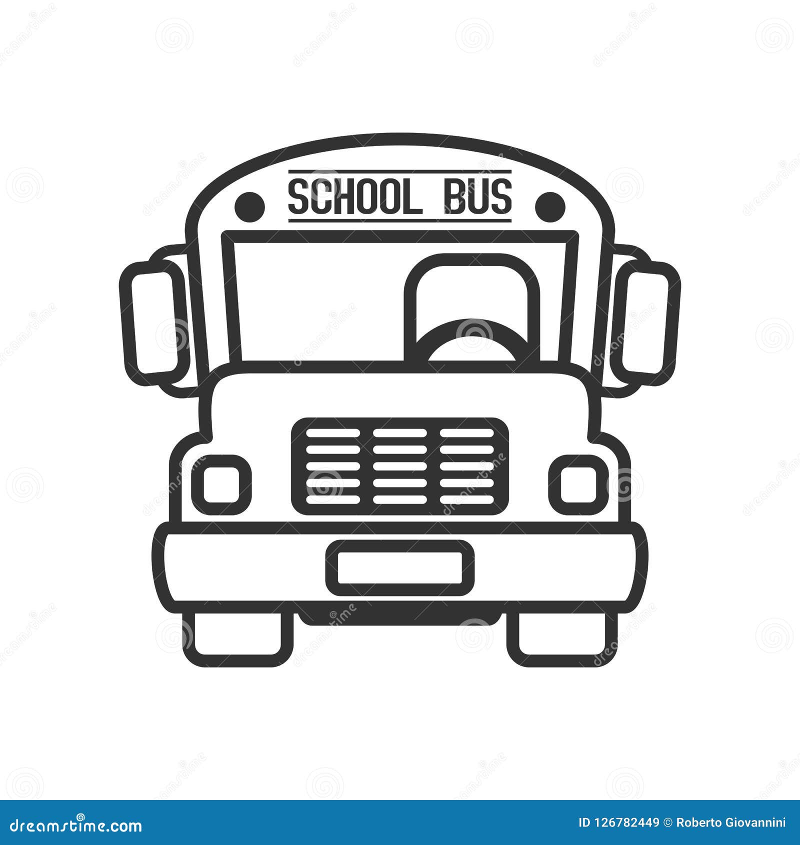 school bus outline flat icon on white