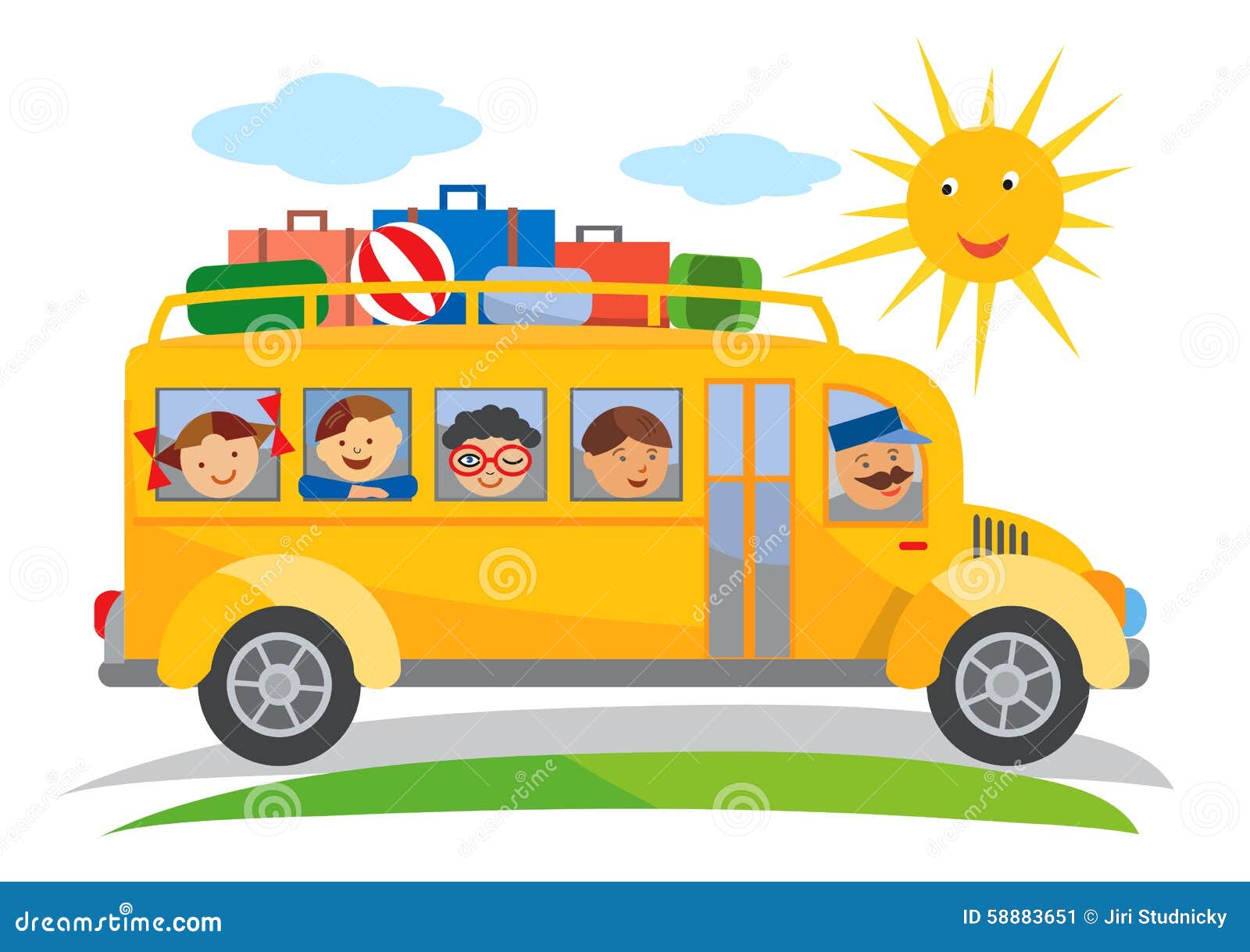 School Bus School Trip Cartoon. Stock Vector 