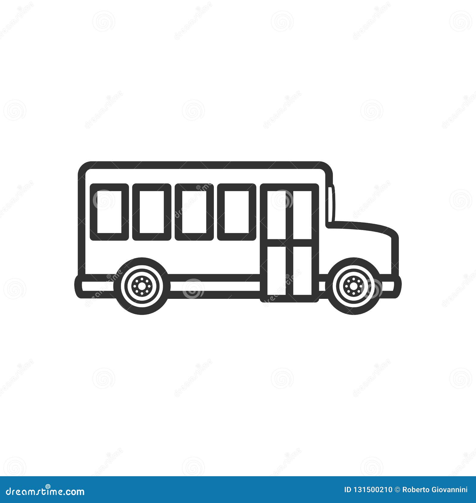 school bus side outline flat icon on white