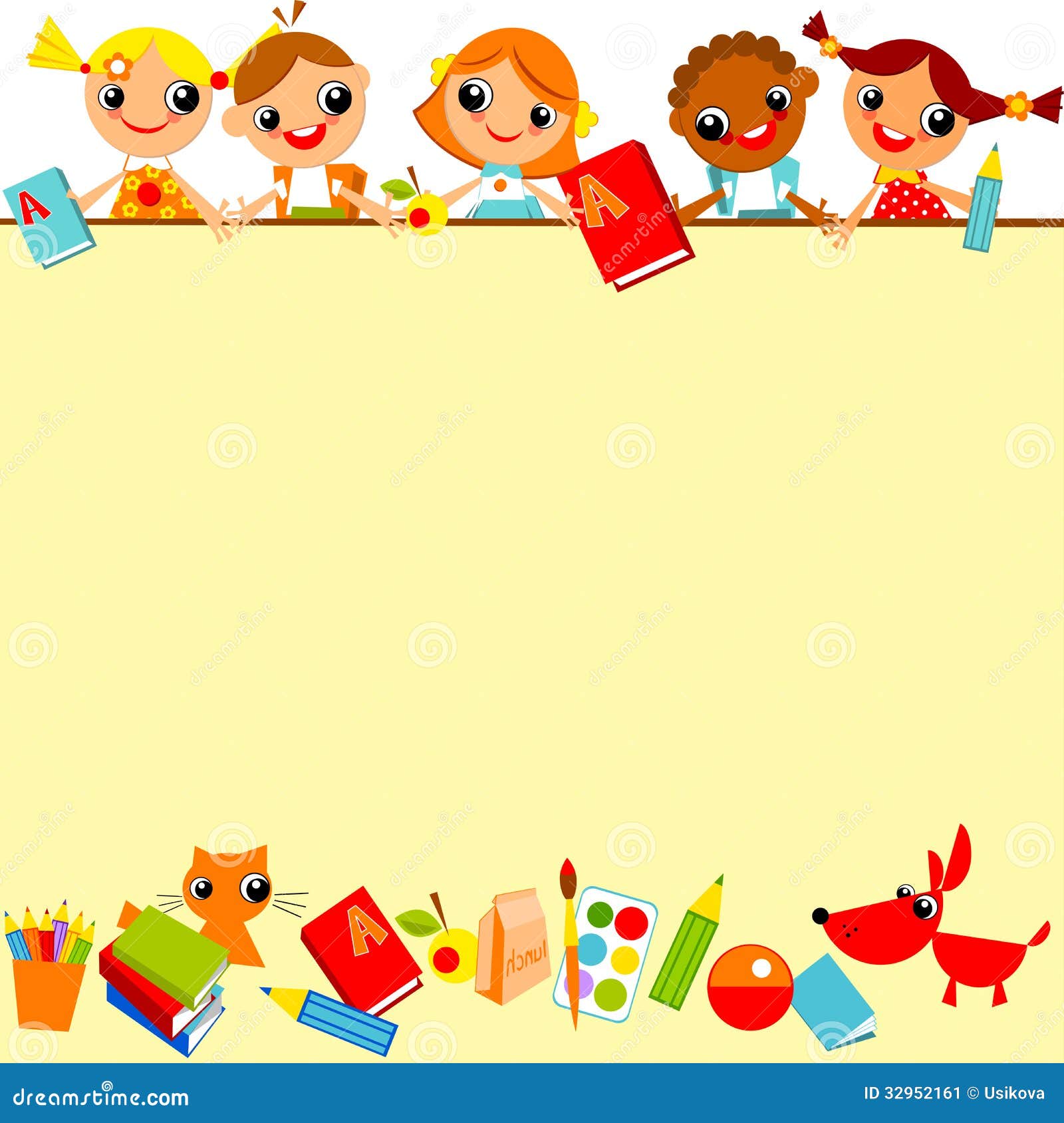 School Childrens Background Stock Vector - Illustration of card, books:  32952161