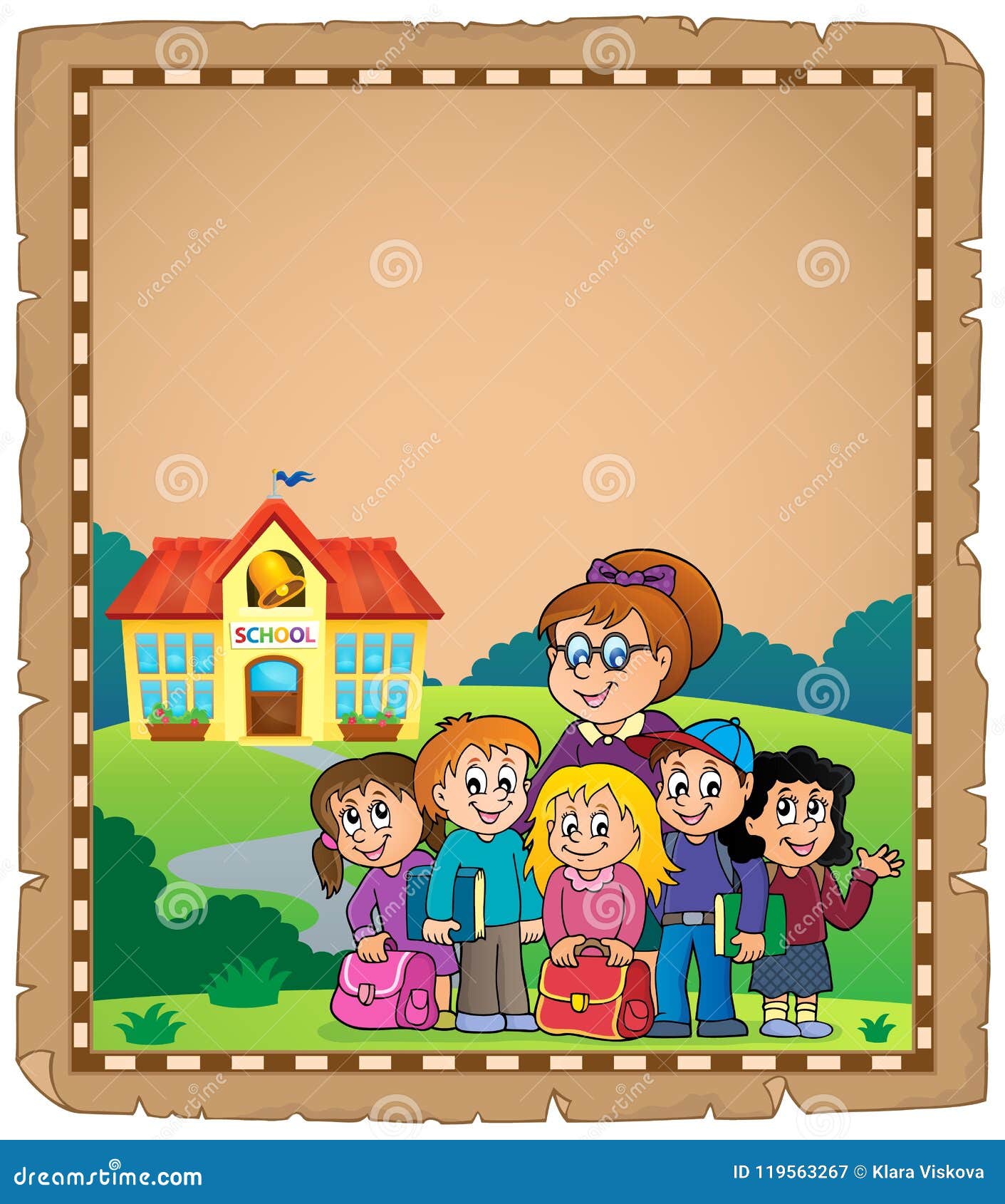 School Class Theme Parchment 1 Stock Vector Illustration of