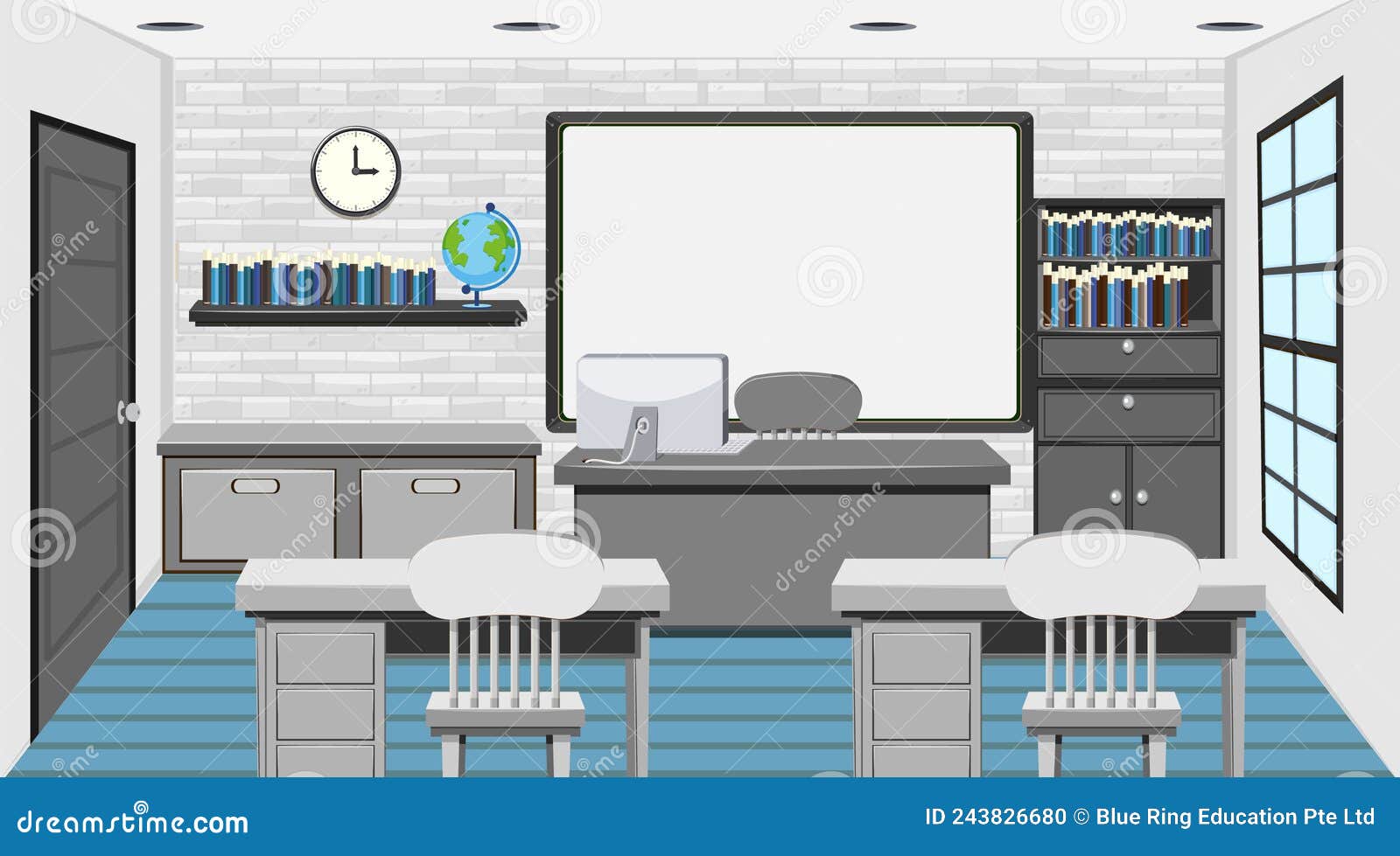 School Classroom Interior Concept Stock Vector Illustration of