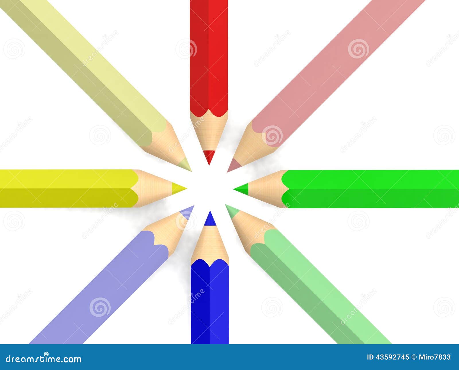 School Colored Pencils on White Background Stock Illustration ...