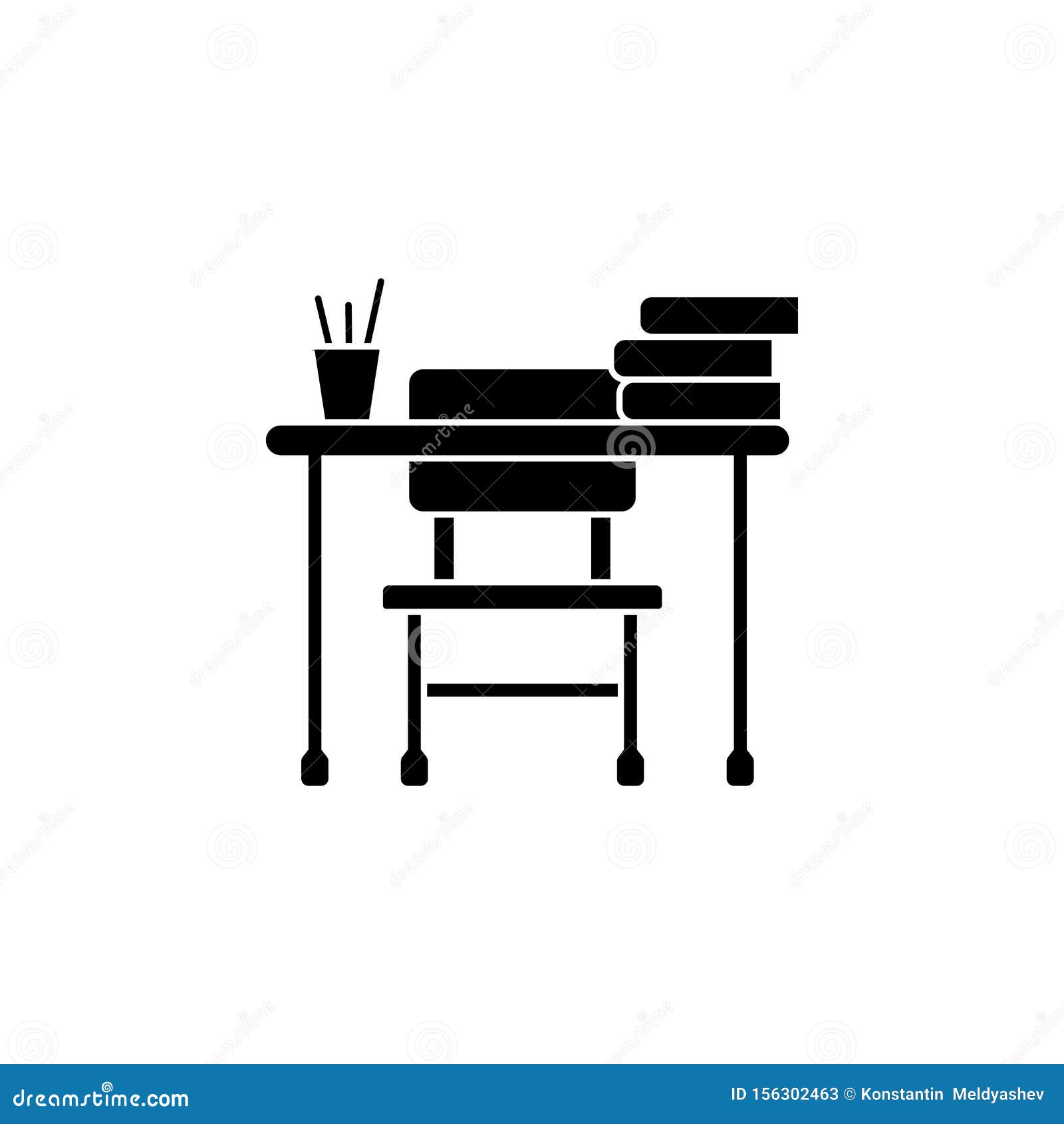 School Desk Icon Vector Isolated Stock Illustration Illustration of