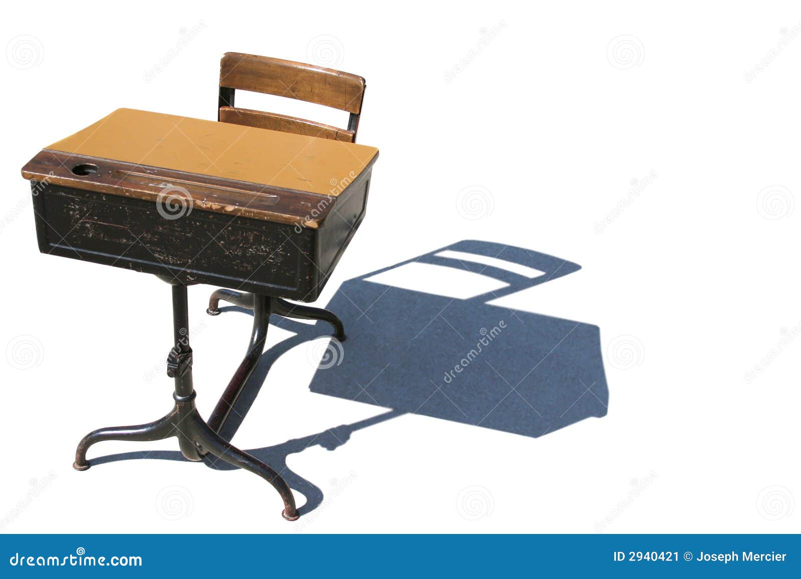 School Desk Shadow On White Stock Image Image Of Desk Worn