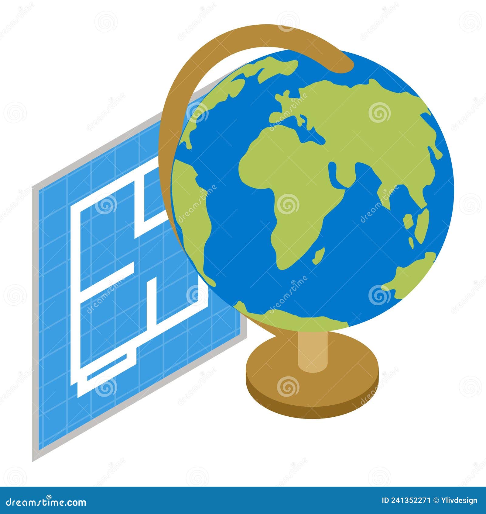 School Equipment Icon Isometric Vector. Blueprint Background School