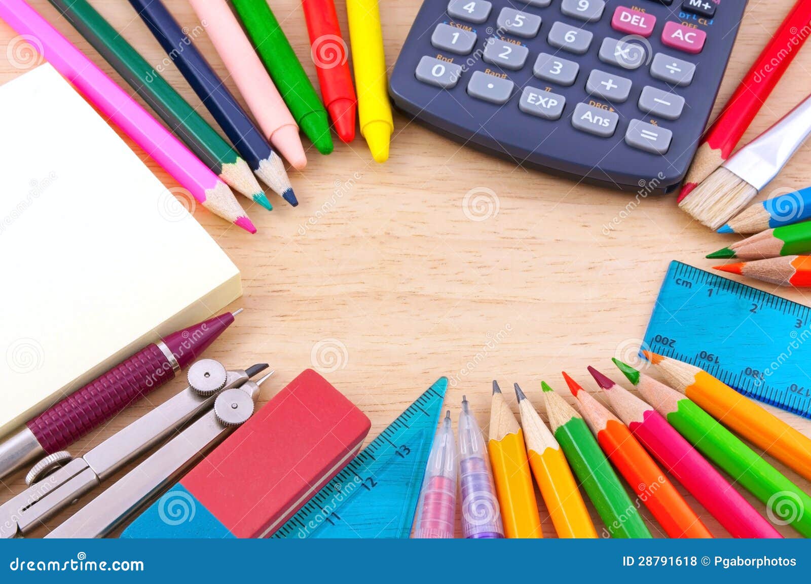 School Equipment On Writing Desk Royalty Free Stock Photos - Image 