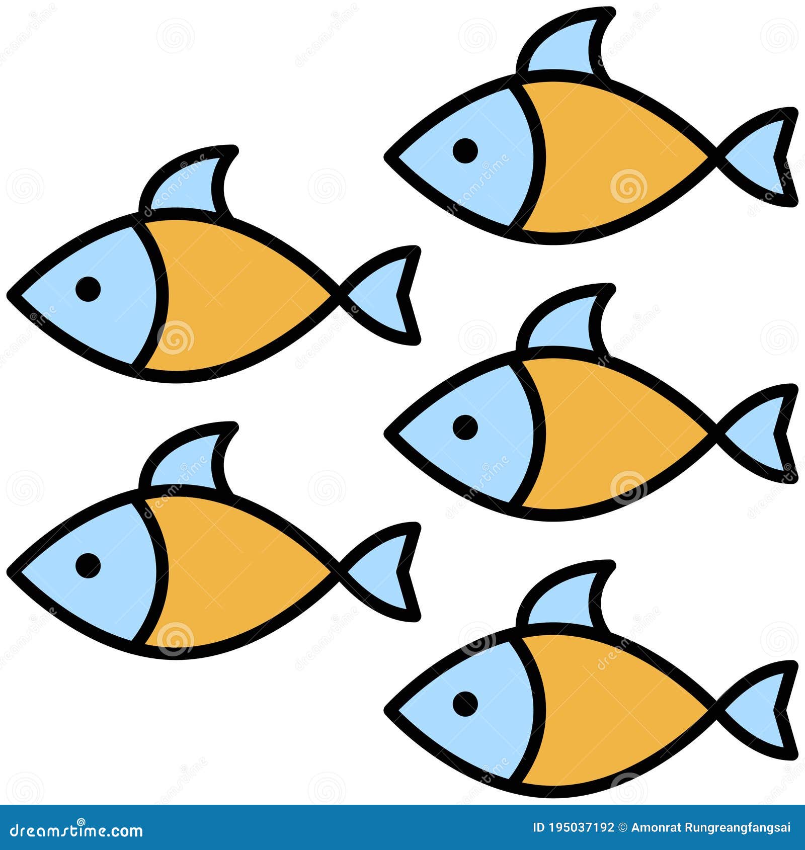 School of Fish Icon, Summer Vacation Related Vector Stock Vector