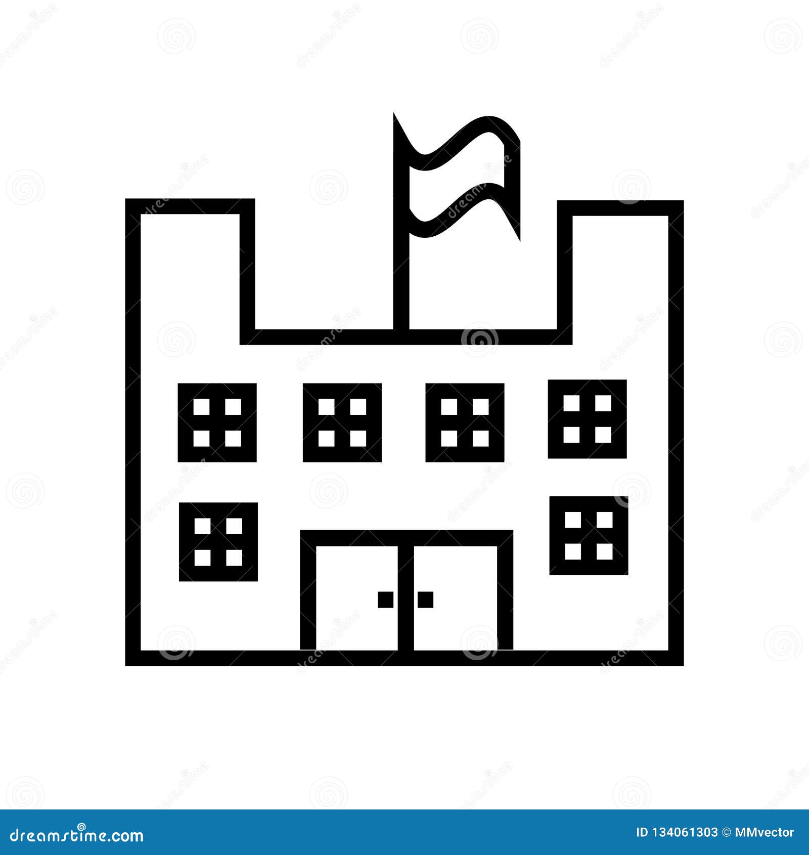 school-with-a-flag-icon-vector-isolated-on-white-background-school