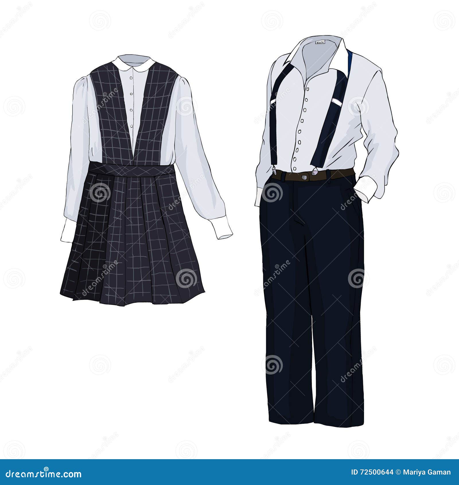 School Form for Boys and for Girls. Stock Vector Illustration of