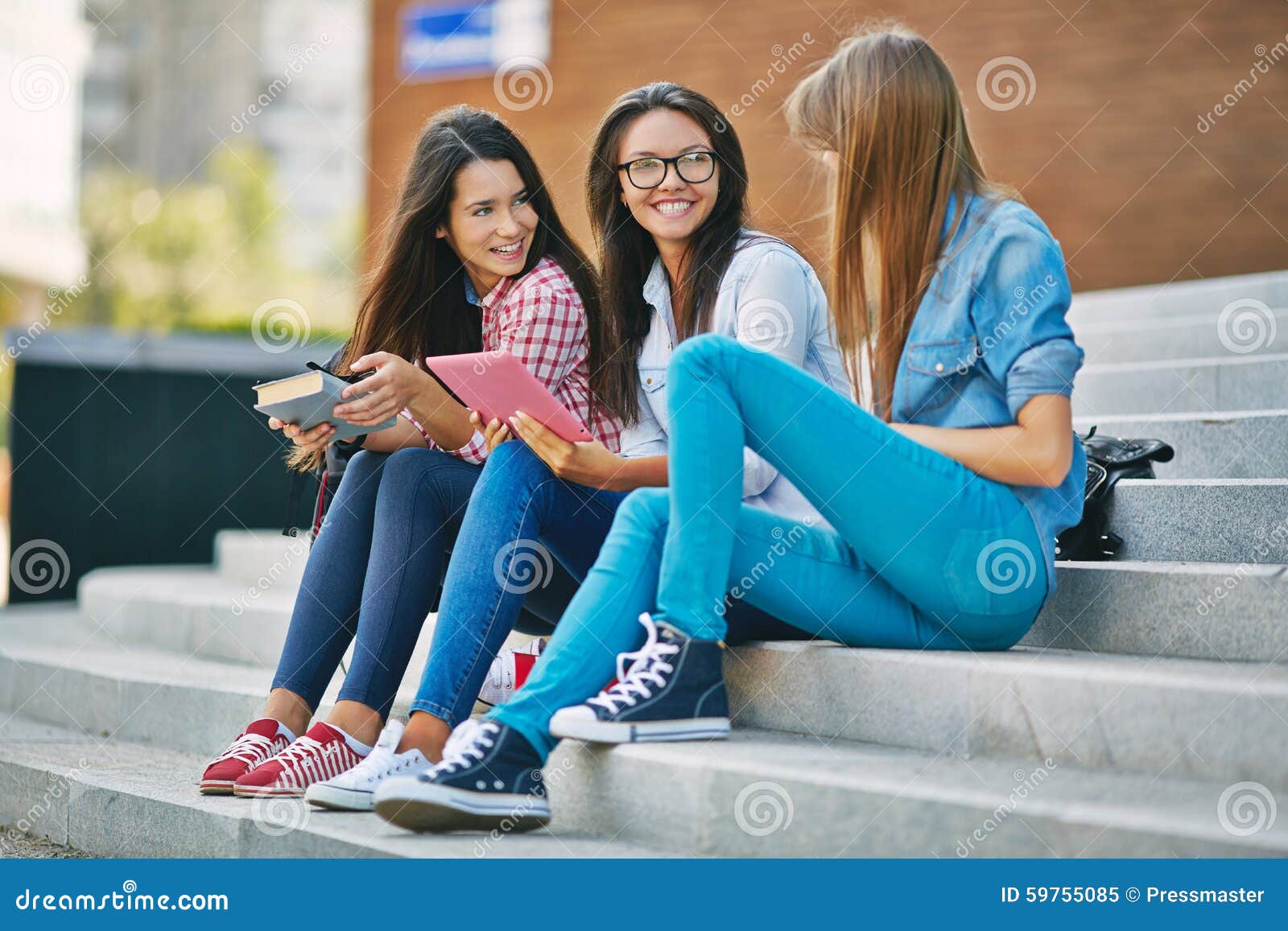 School friends stock image. Image of friendly, outside - 59755085