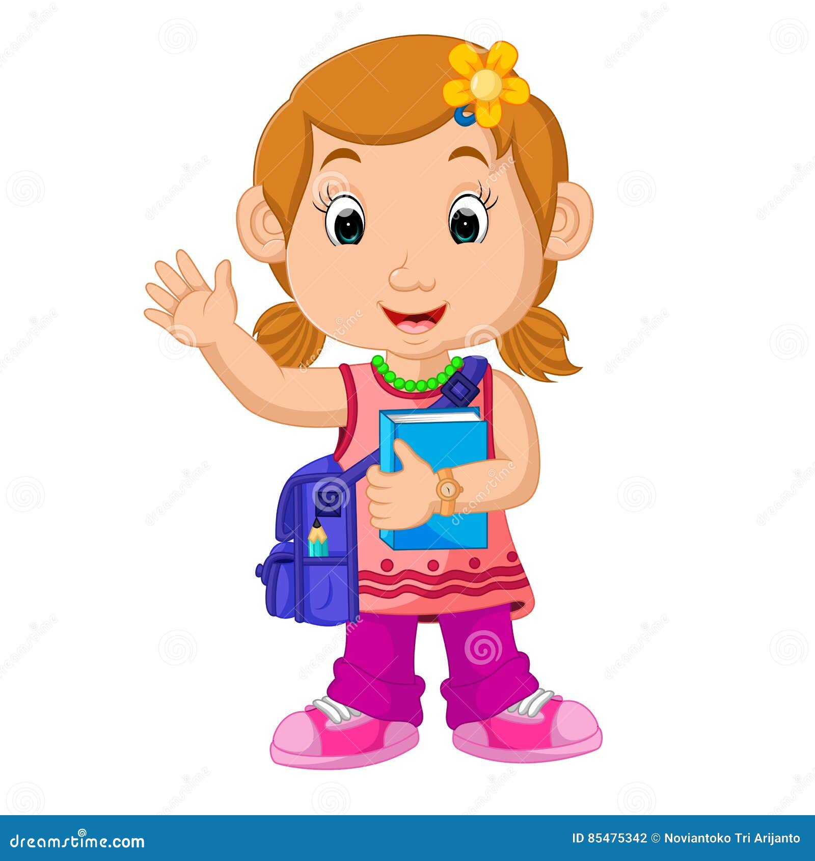 School Girl Cartoon Walking Stock Vector - Illustration of student, female:  85475342