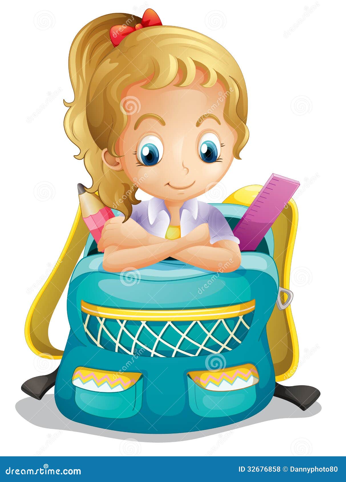 A School Girl Inside A Schoolbag Stock Vector - Illustration of little, female: 32676858