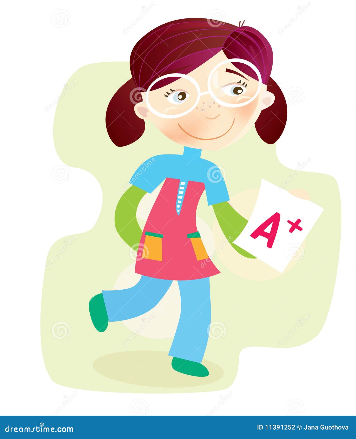 School Girl with Test Result Stock Vector Illustration of classroom