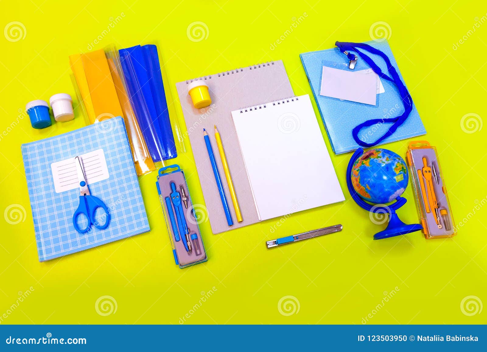 School Globe Scissors Notebook Compasses Office Supplies
