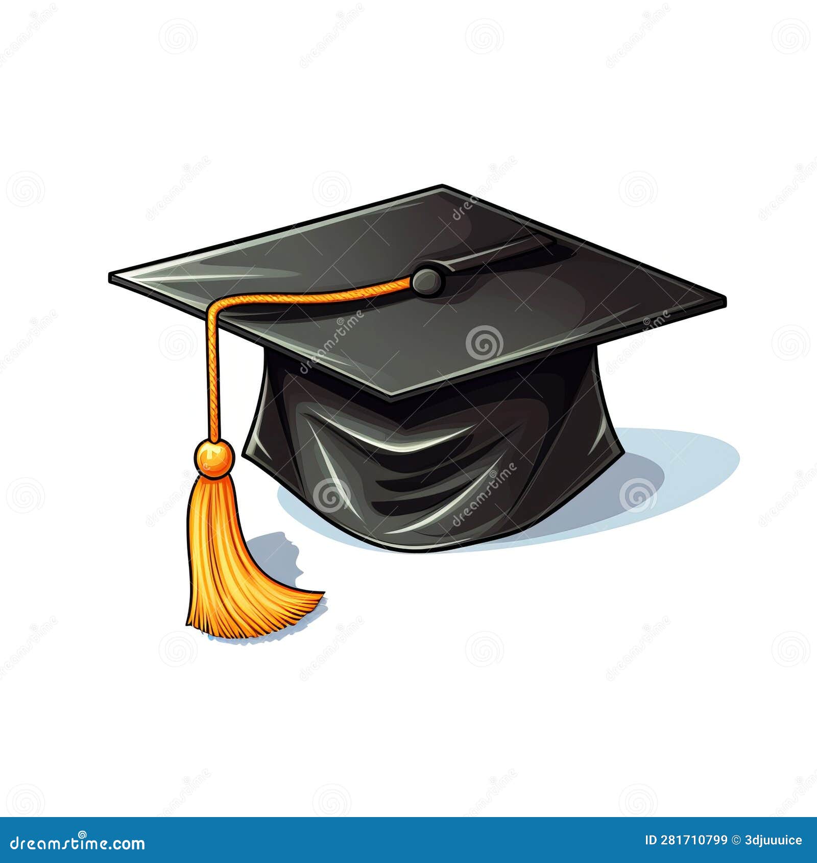 School Graduation Cap Education Symbol Cartoon Square Illustration ...