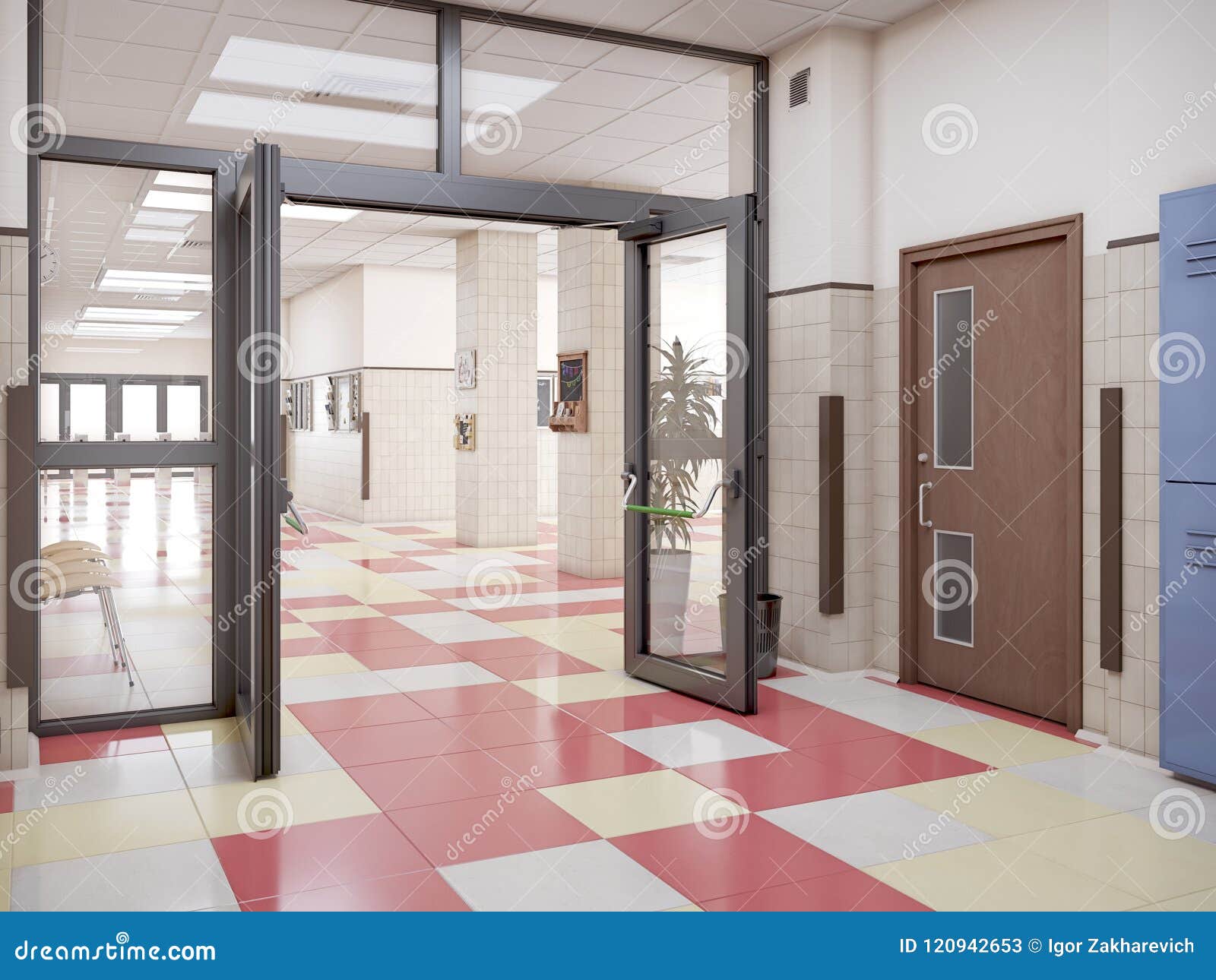 School Hallway Interior Stock Image Image Of Design 120942653