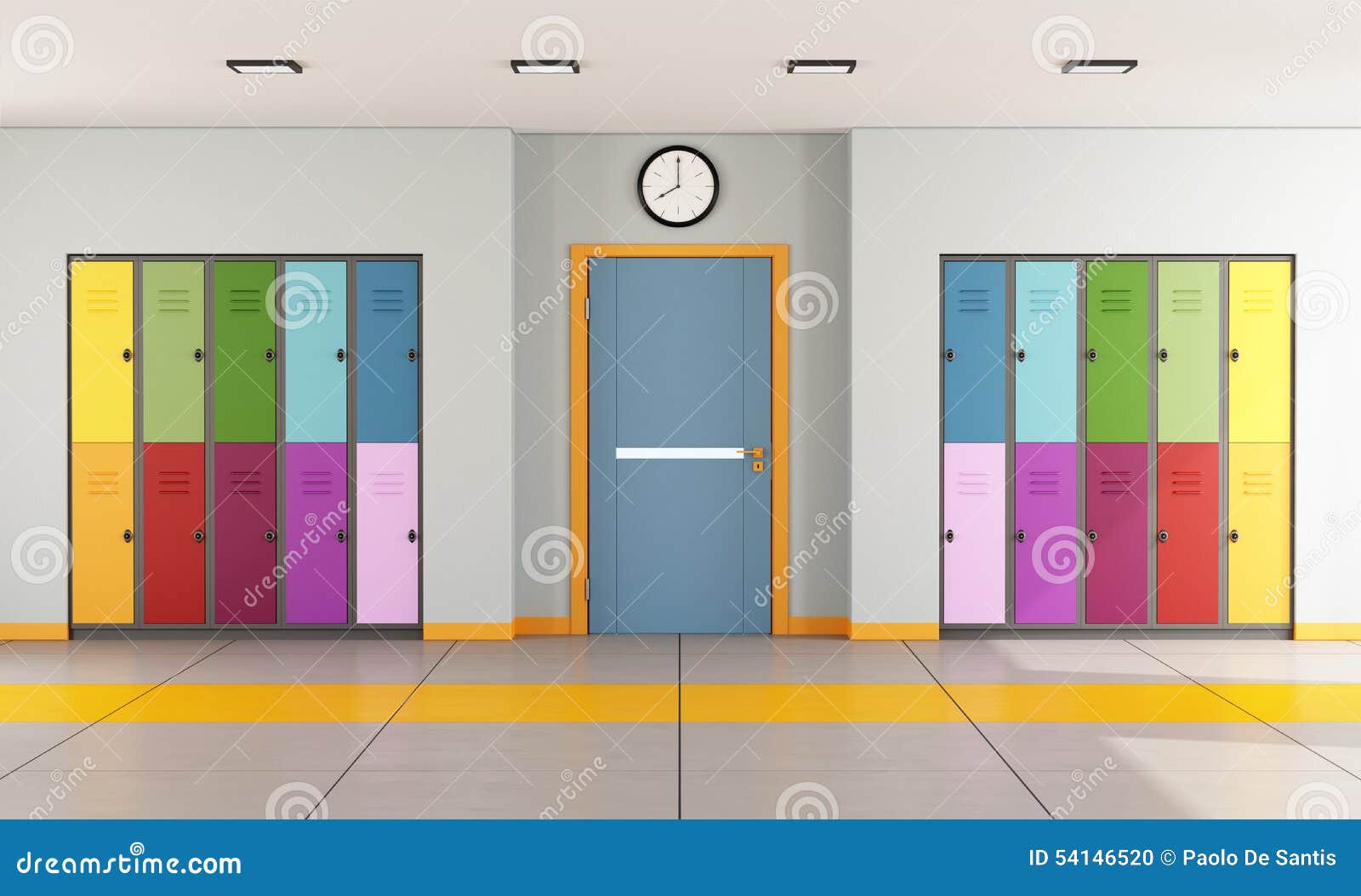 School Hallway With Student Lockers Stock Illustration Image 54146520