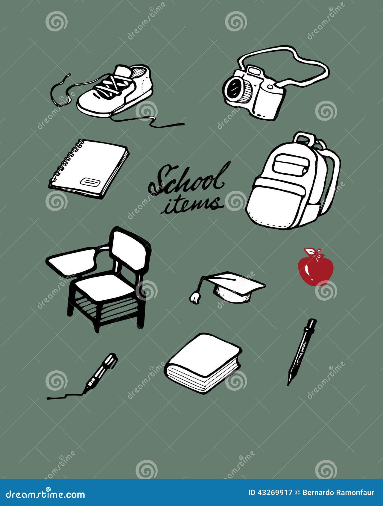 Free Vector  Drawing school items on a notebook