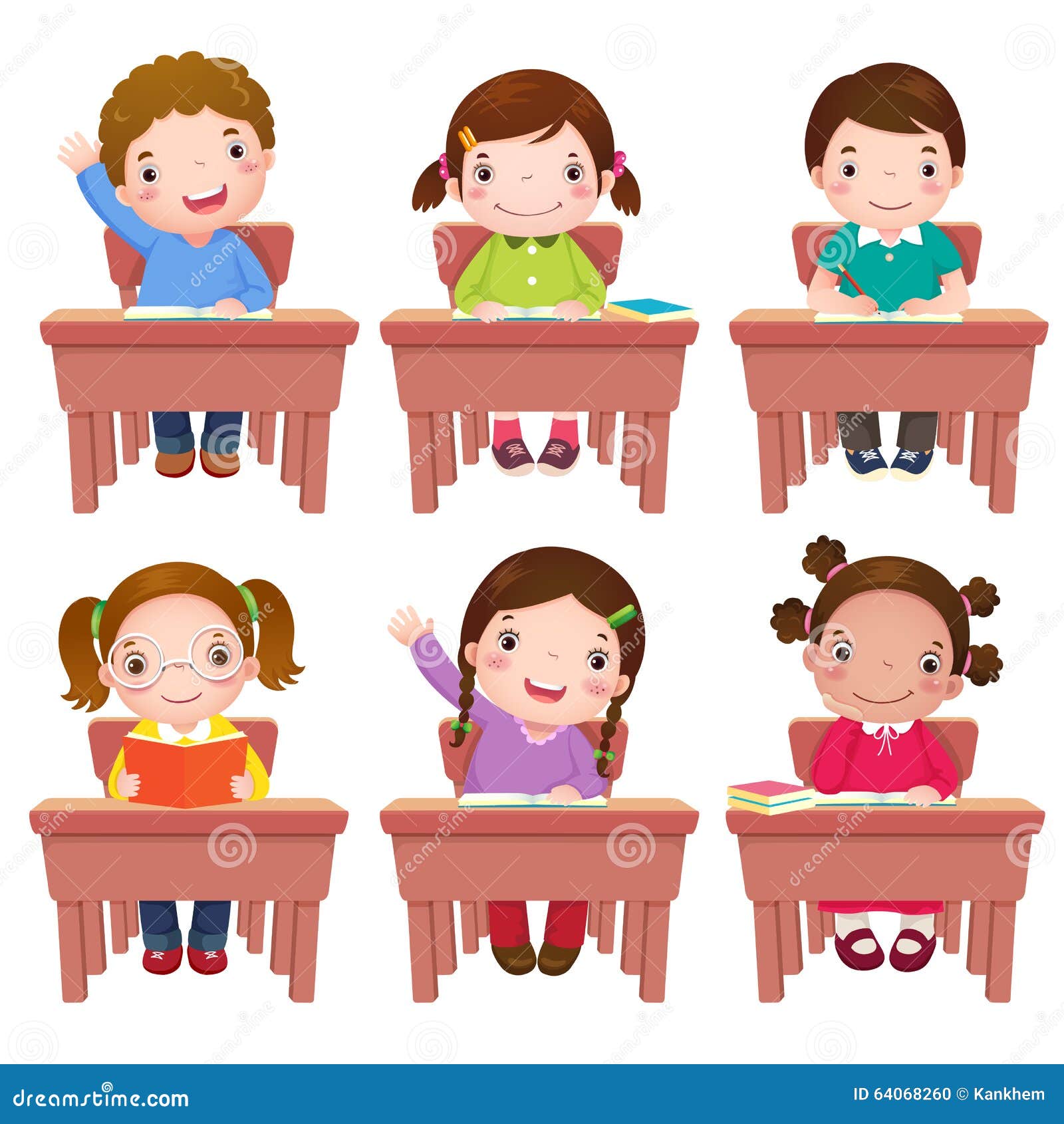 school kids sitting on table