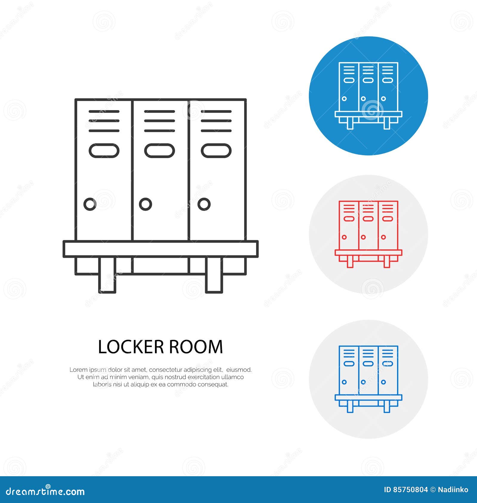 school locker room  icon. cloakroom sign, wardrobe thin line pictogram. interior 
