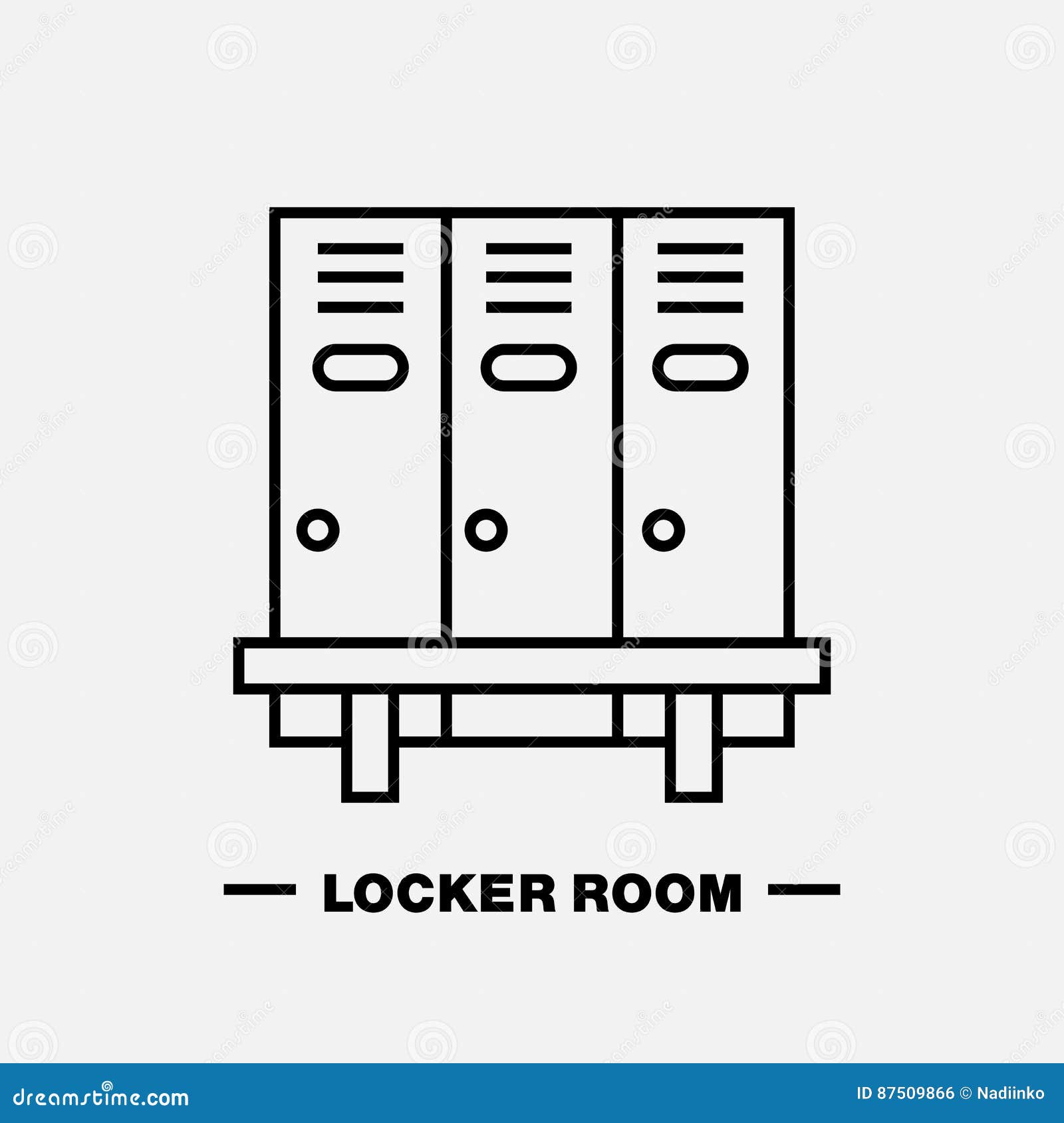 school locker room  icon. cloakroom sign, wardrobe thin line pictogram. interior 