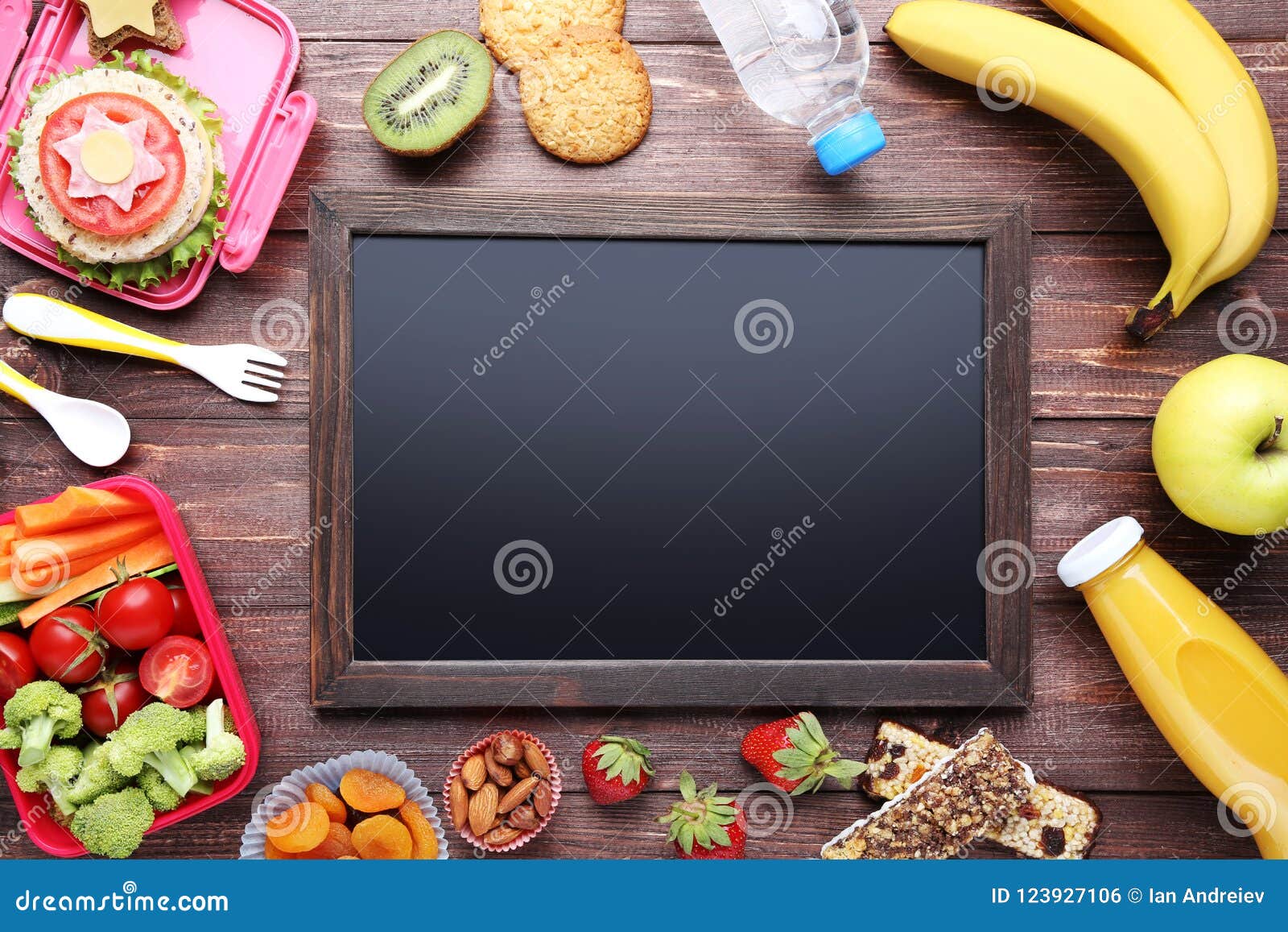 School lunch with frame stock photo. Image of bottle 123927106