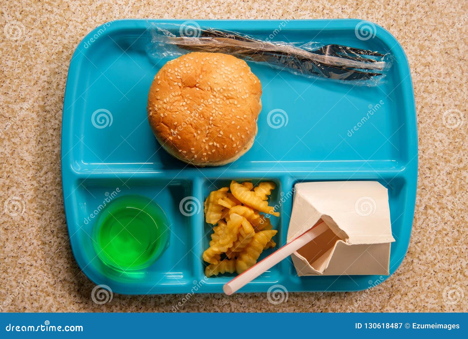 School Lunch Tray Cheeseburger Stock Image - Image of diet, blue: 130618487