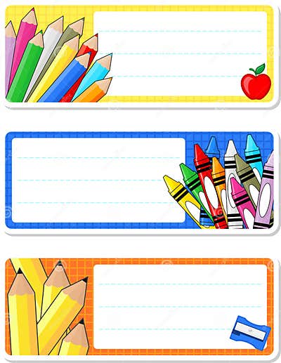 School notebook labels stock vector. Illustration of tags - 32649134
