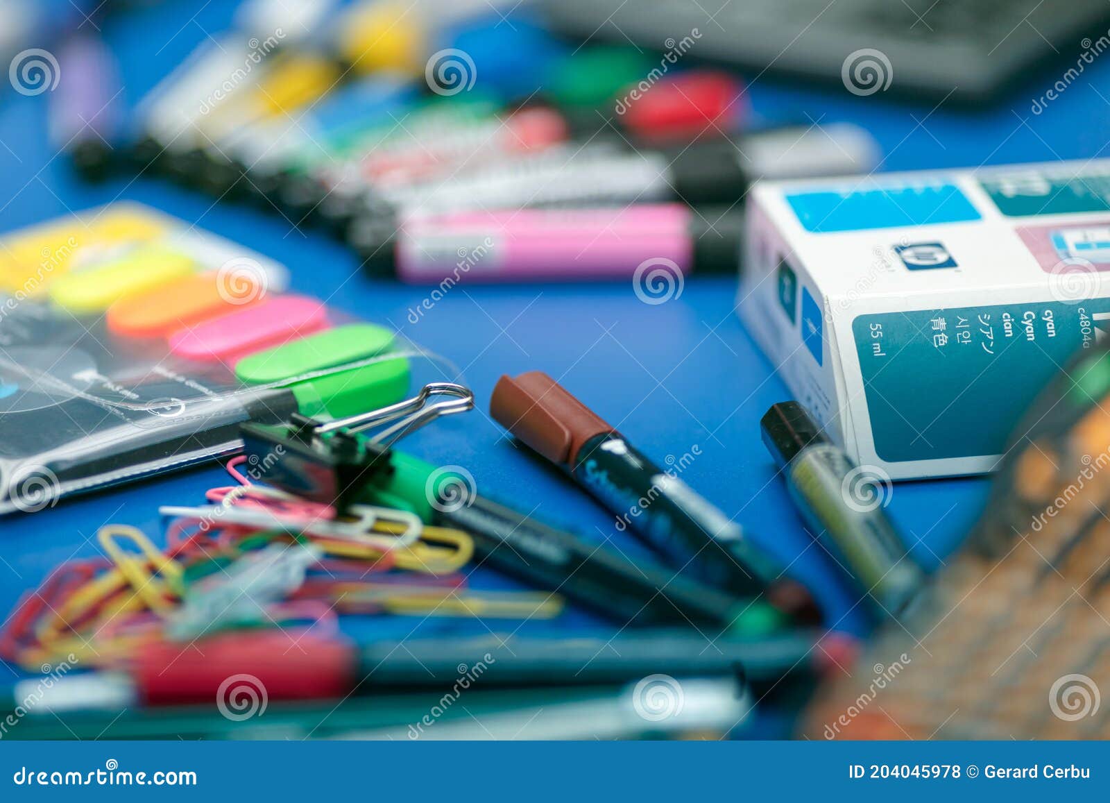 School and Office Stationary. Office Supplies Editorial Stock Photo
