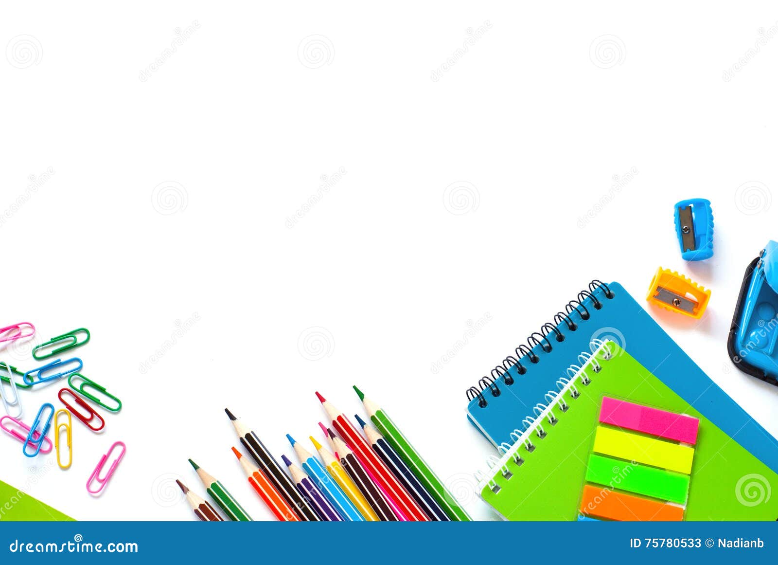 School and Office Supplies. Stock Image Image of flat, education