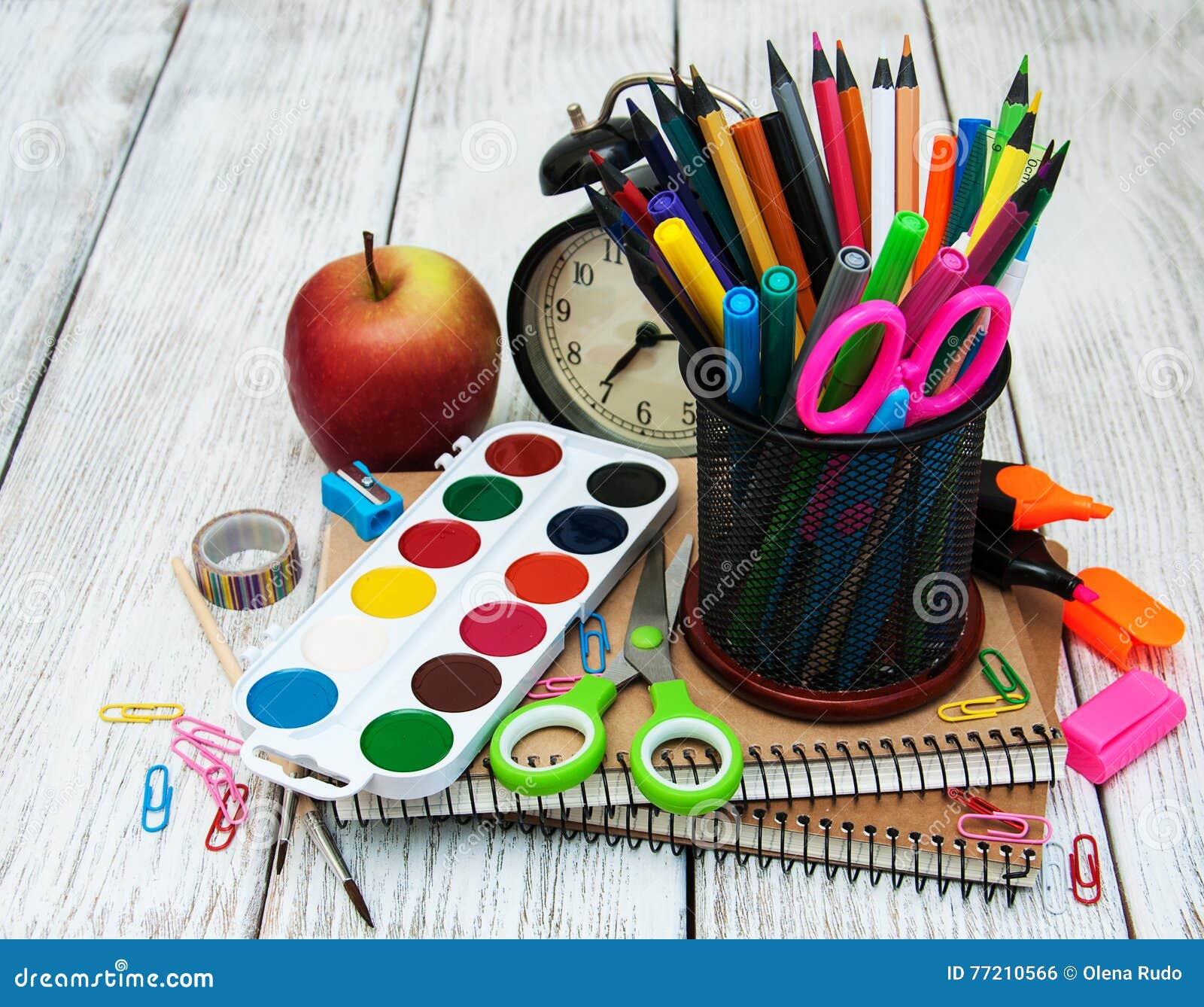 School office supplies stock photo. Image of college 77210566