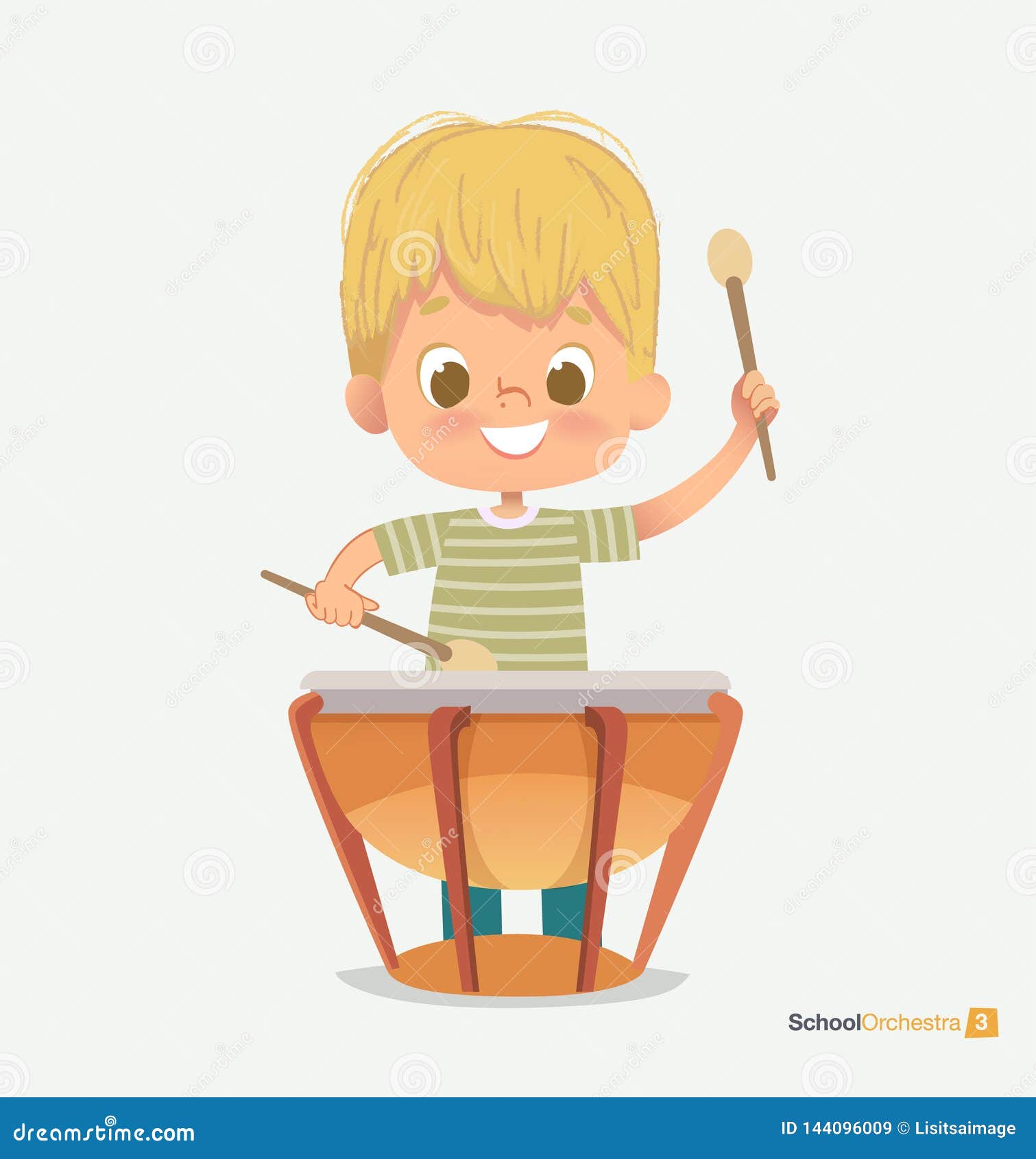 school orchestra smile boy play beats drum sticks