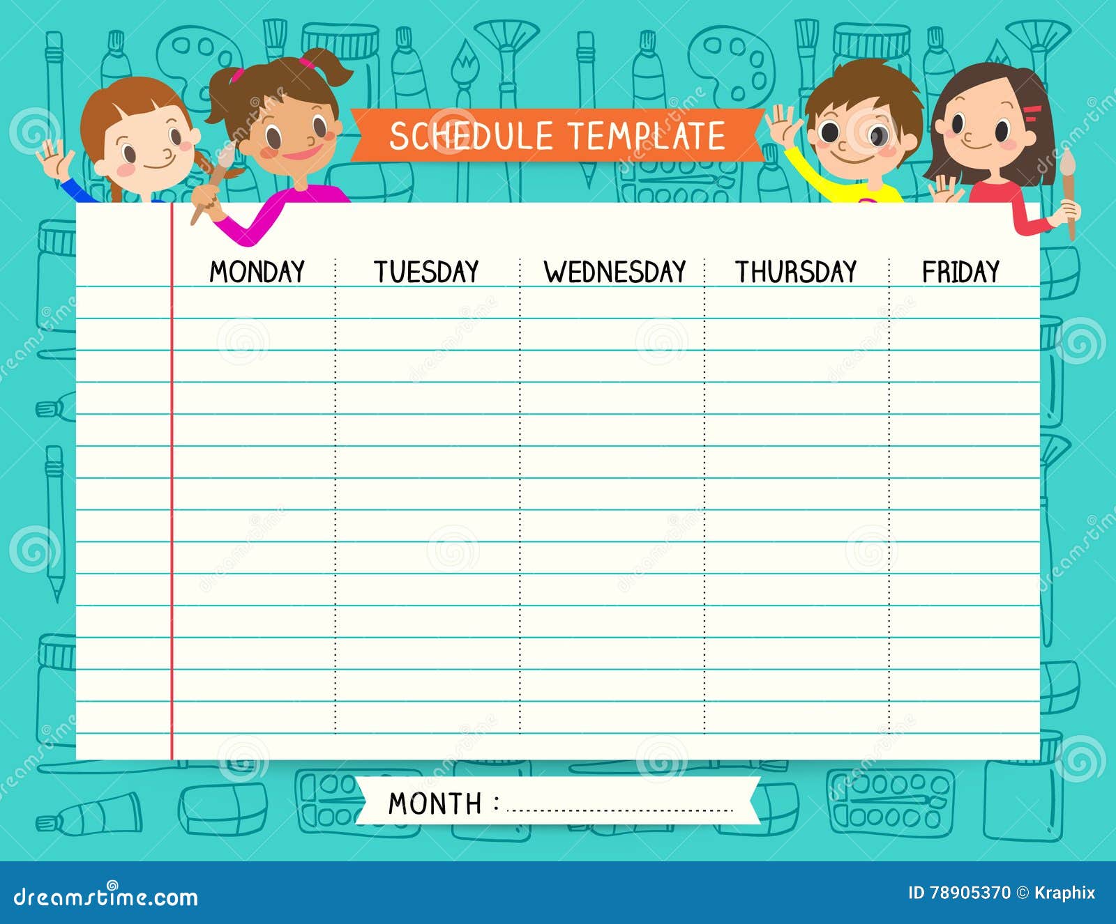 school plan schedule template memos set for children