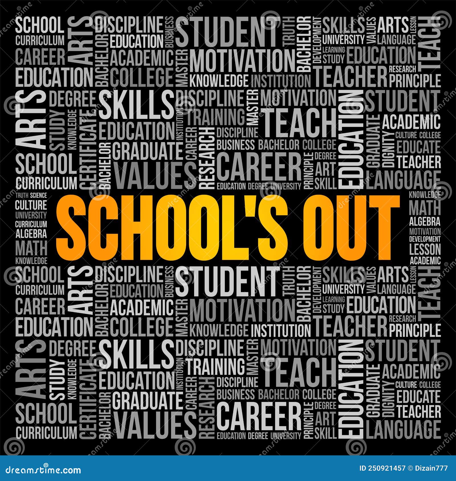 School`s Out Word Cloud, Education Concept Background Stock