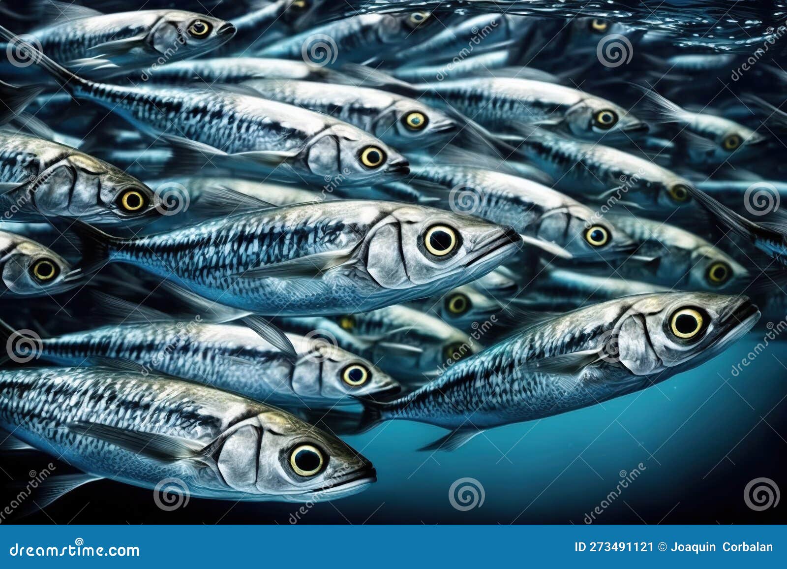 School of Sardines Under the Sea. Ai Generated Stock Illustration