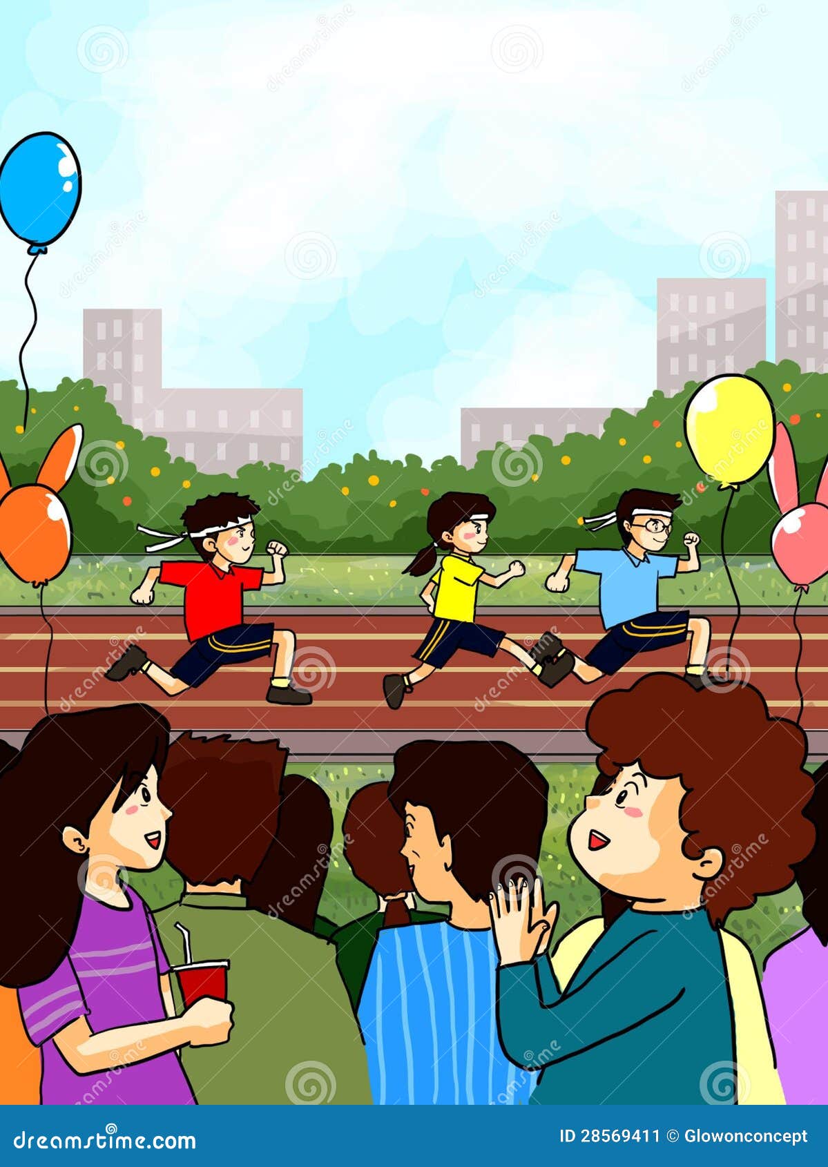 Family Cheering At School Sport Day Stock Illustration - Image: 28569411