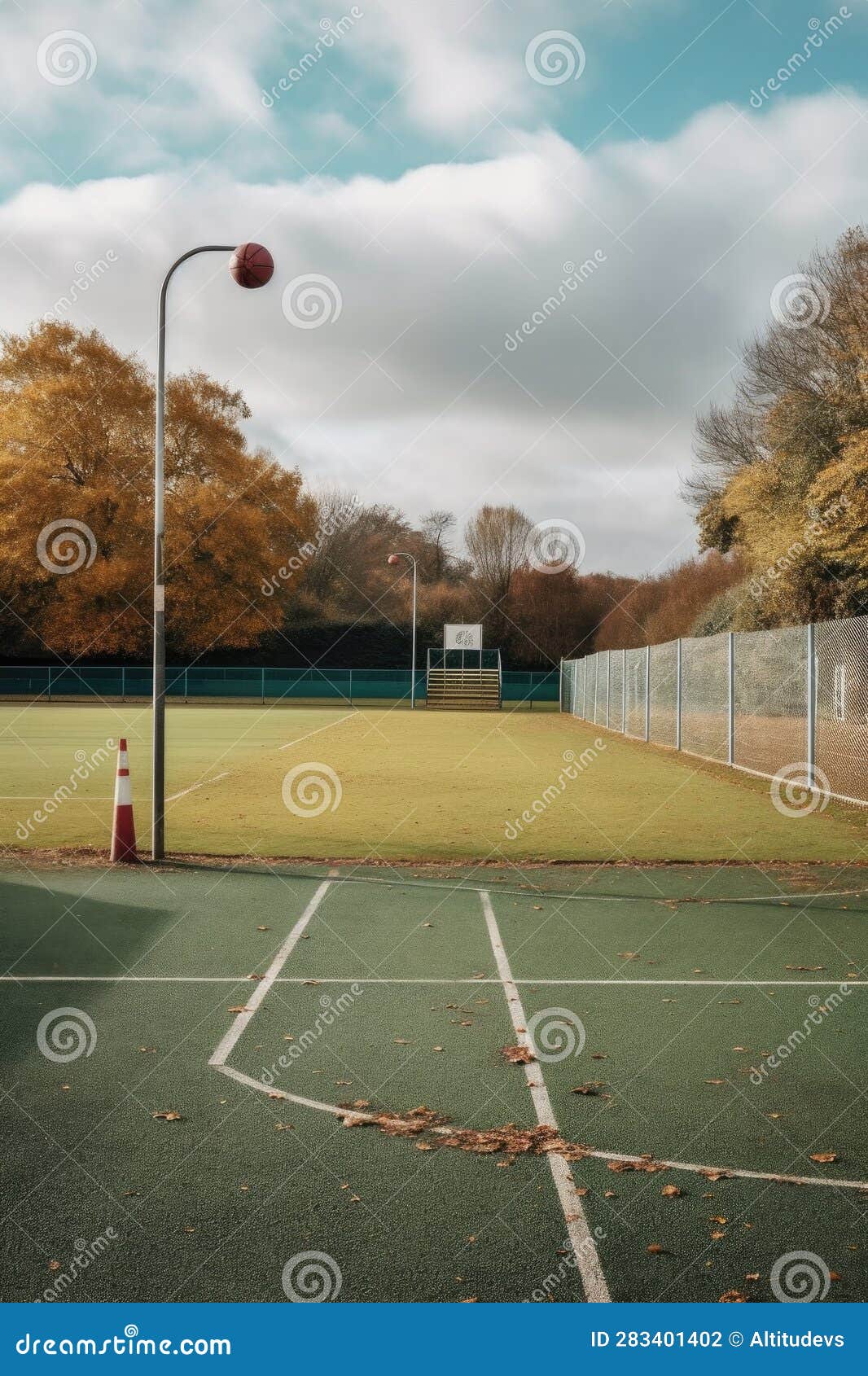 School Sports Field with Goalposts and Running Track Stock Photo