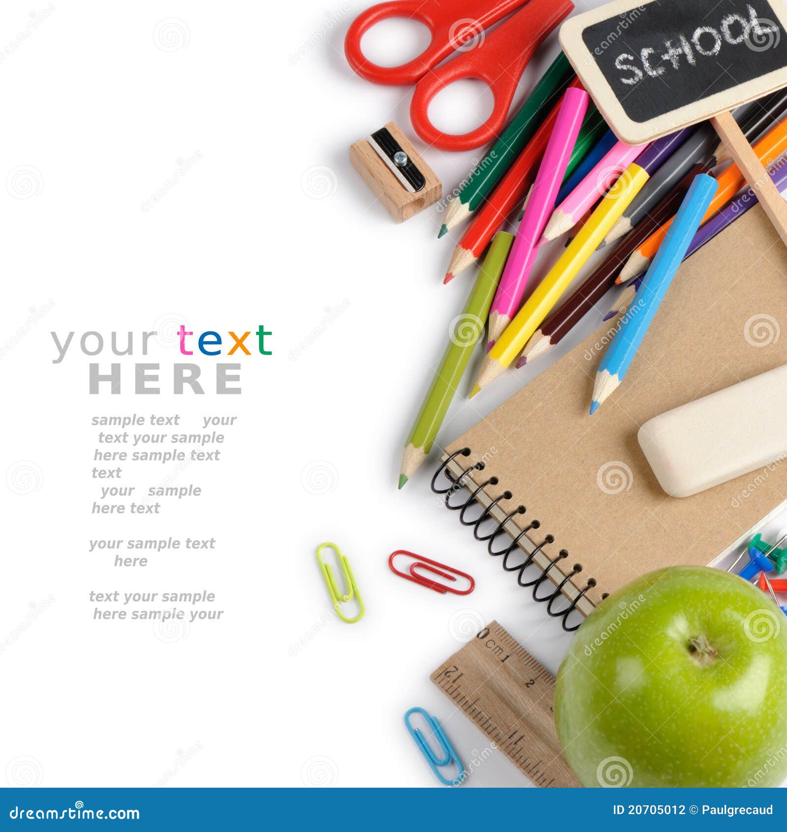 School Stationery with Copyspace Stock Photo Image of learning