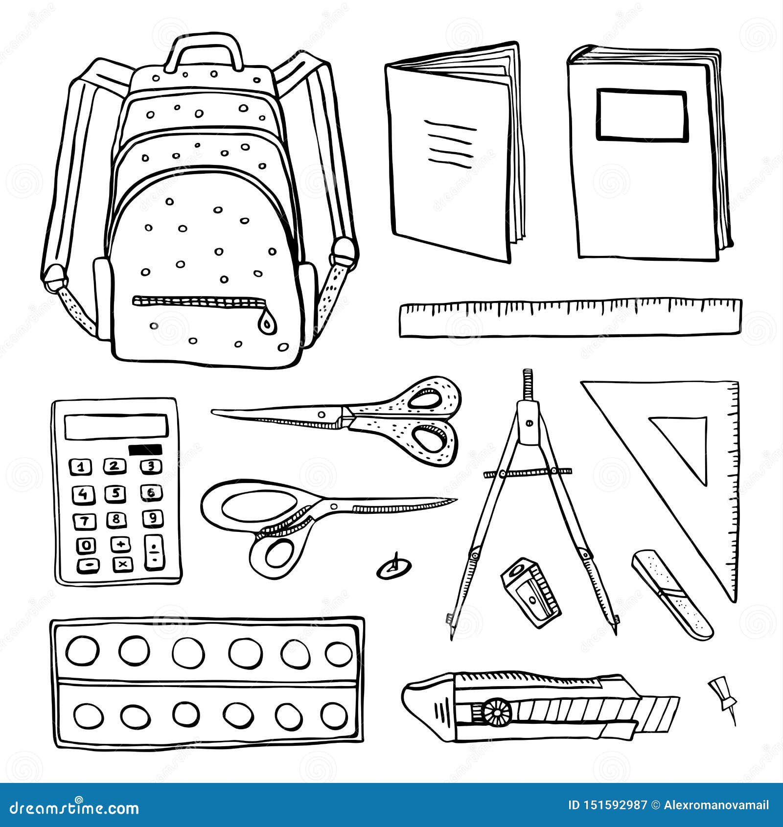 Premium Vector  Outline sketch of pen and pencil school and college  stationery doodle elements