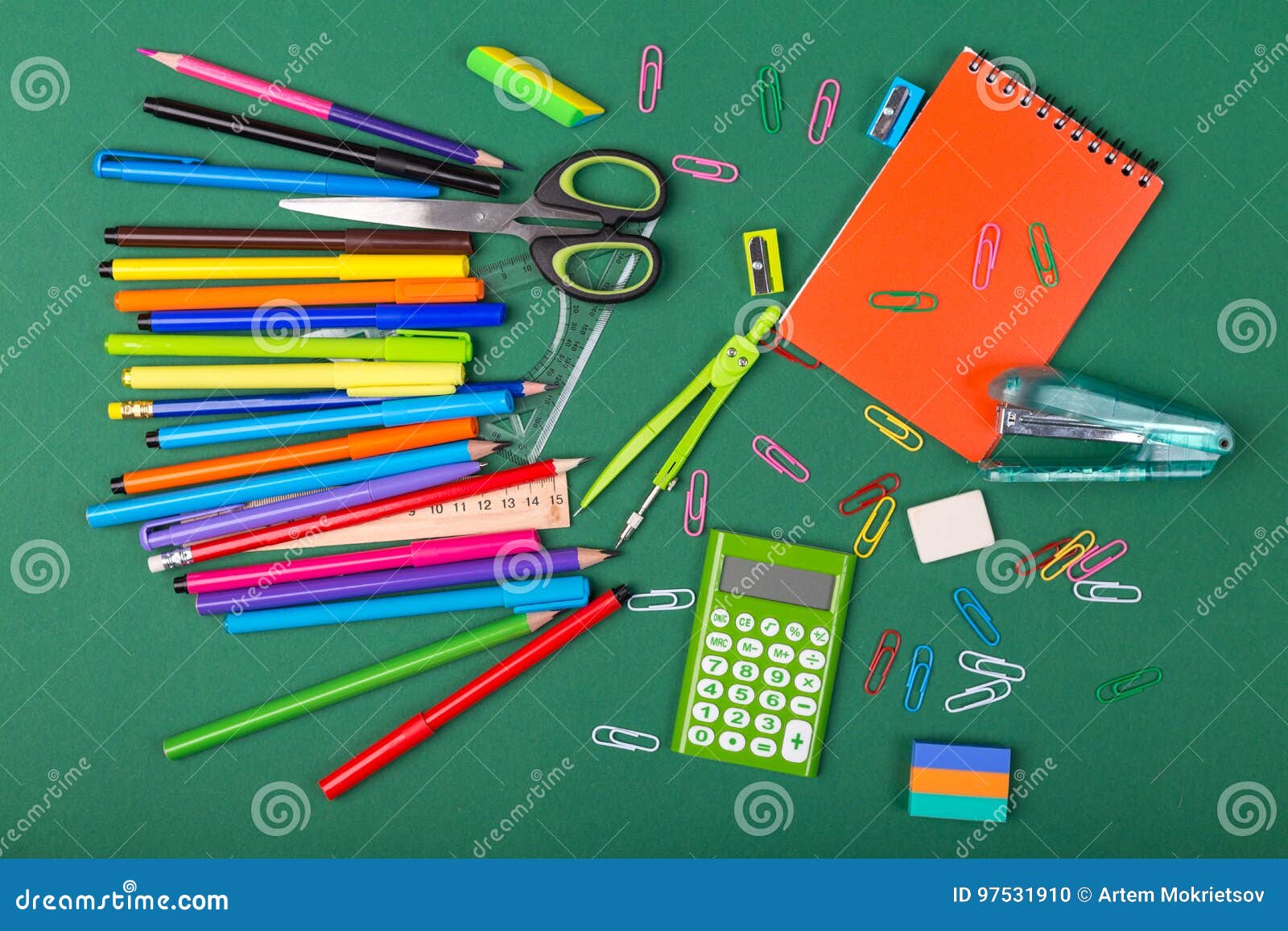 School stationery stock photo. Image of notebook, mock 97531910