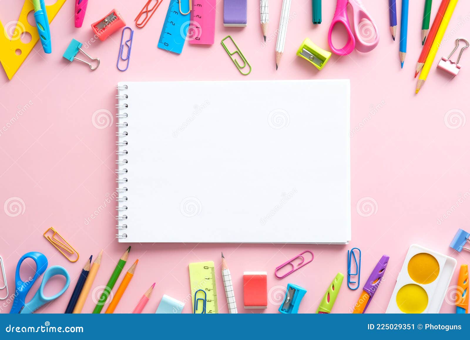 Lay with Pink School Supplies Isolated Stock Image - Image of clips,  knowledge: 177606521