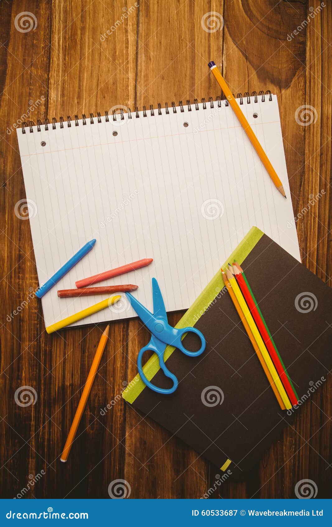 School Supplies on Desk with Copy Space Stock Image Image of colour