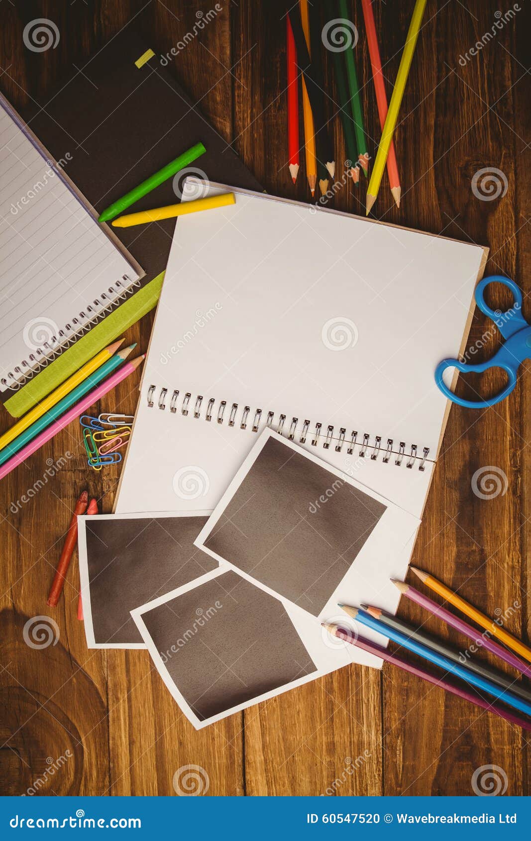 School Supplies on Desk with Copy Space Stock Photo Image of pencil