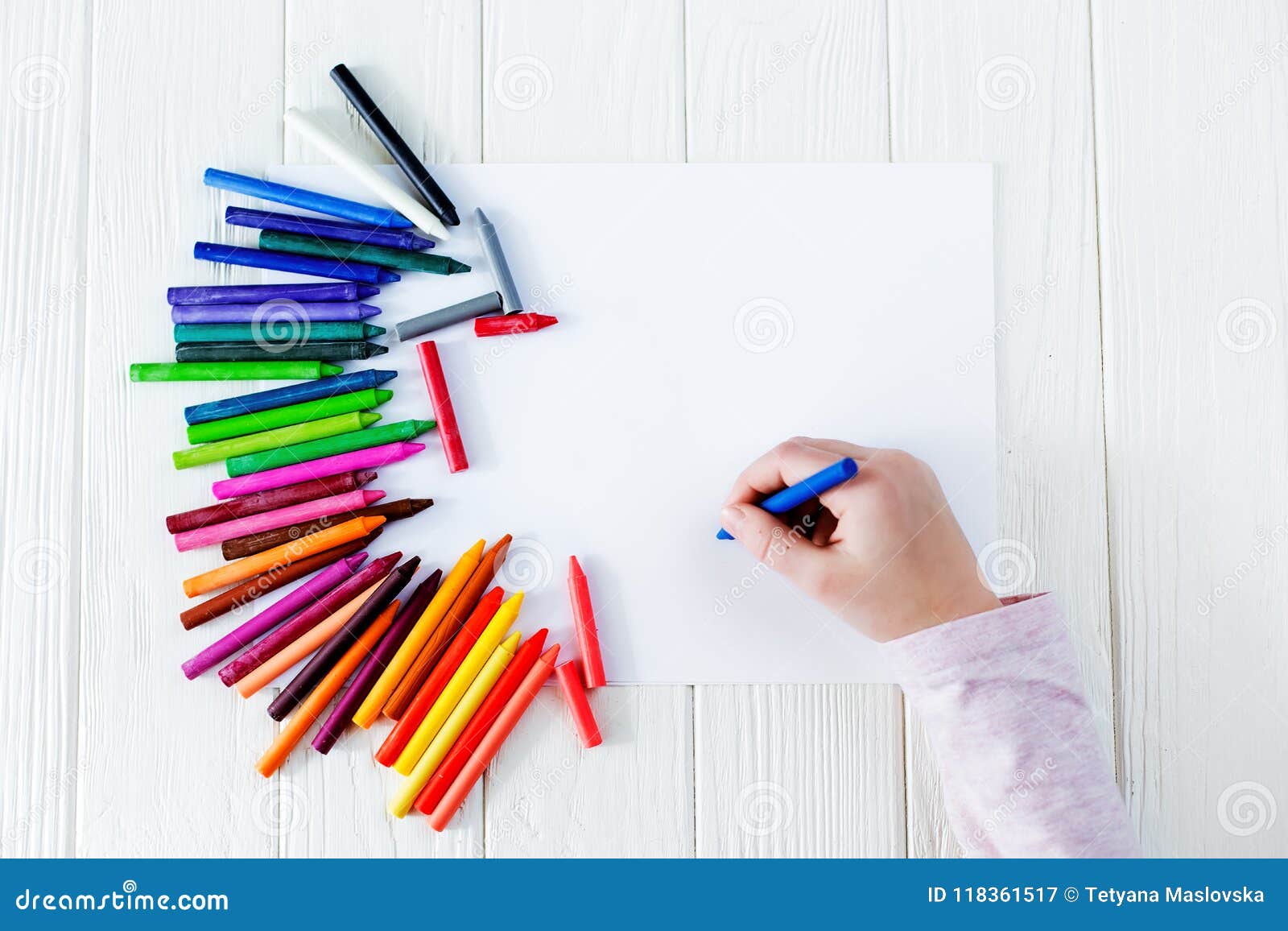 Kids Drawing On White Sheet Of Paper Background Stock Photo, Picture and  Royalty Free Image. Image 49661649.
