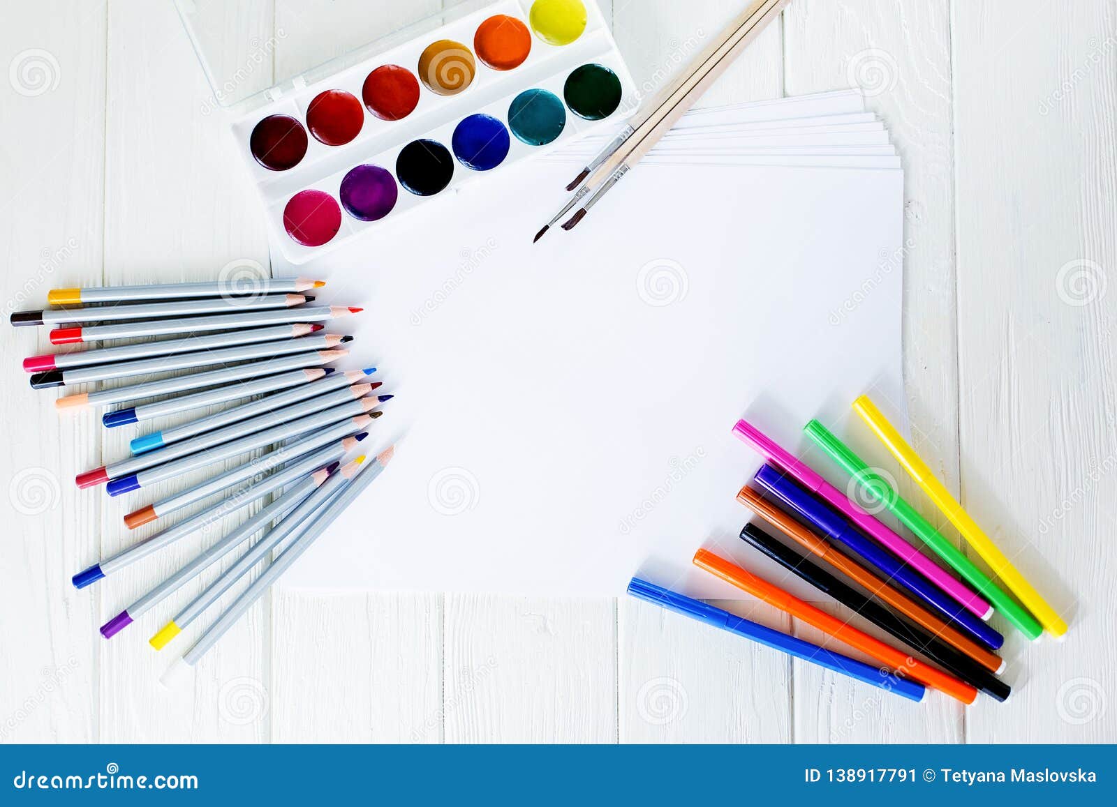 Kids Drawing On White Sheet Of Paper, Closeup Stock Photo, Picture and  Royalty Free Image. Image 49661651.