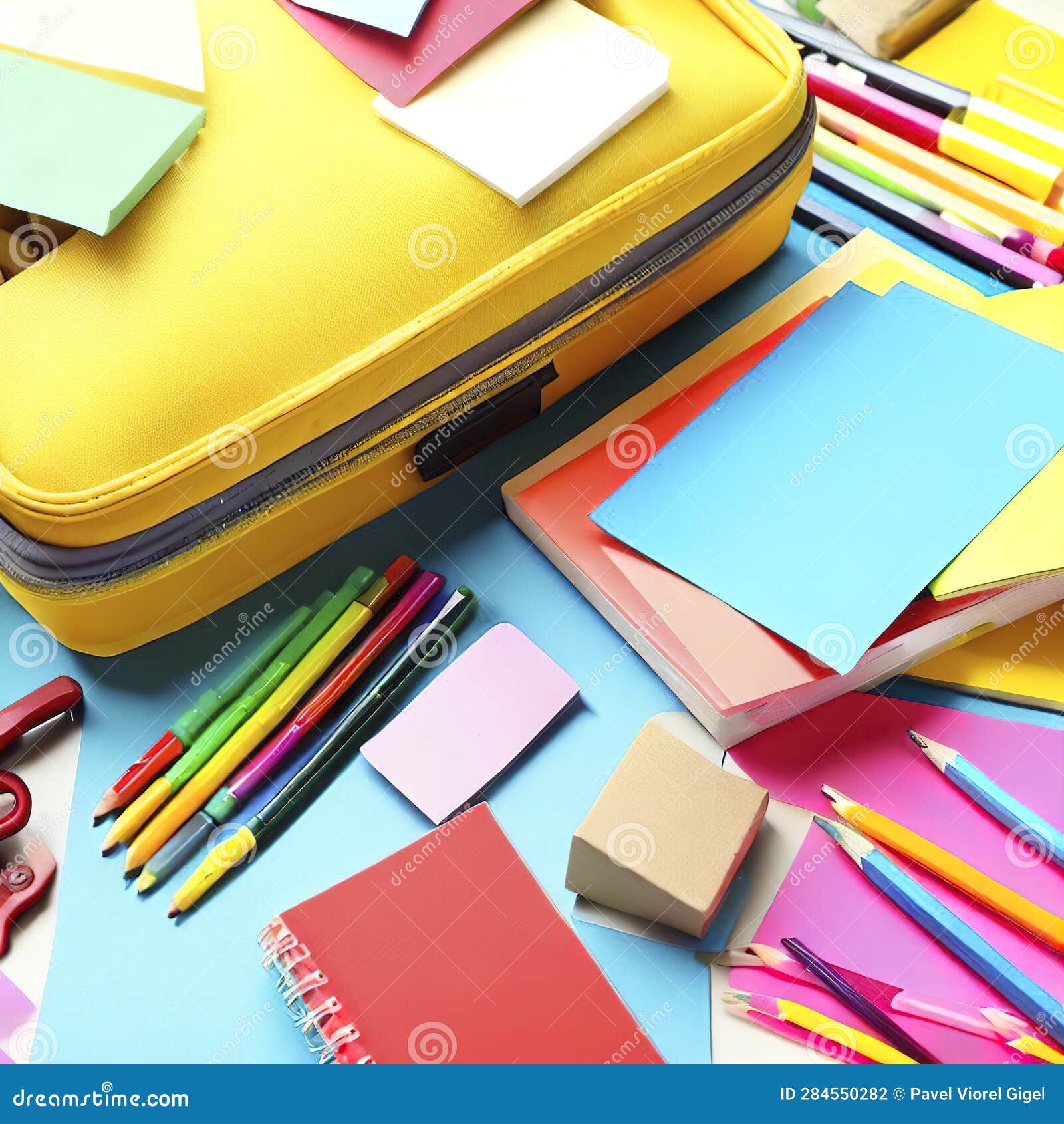 School Supplies, Stationery, and Lunch Box Stock Illustration